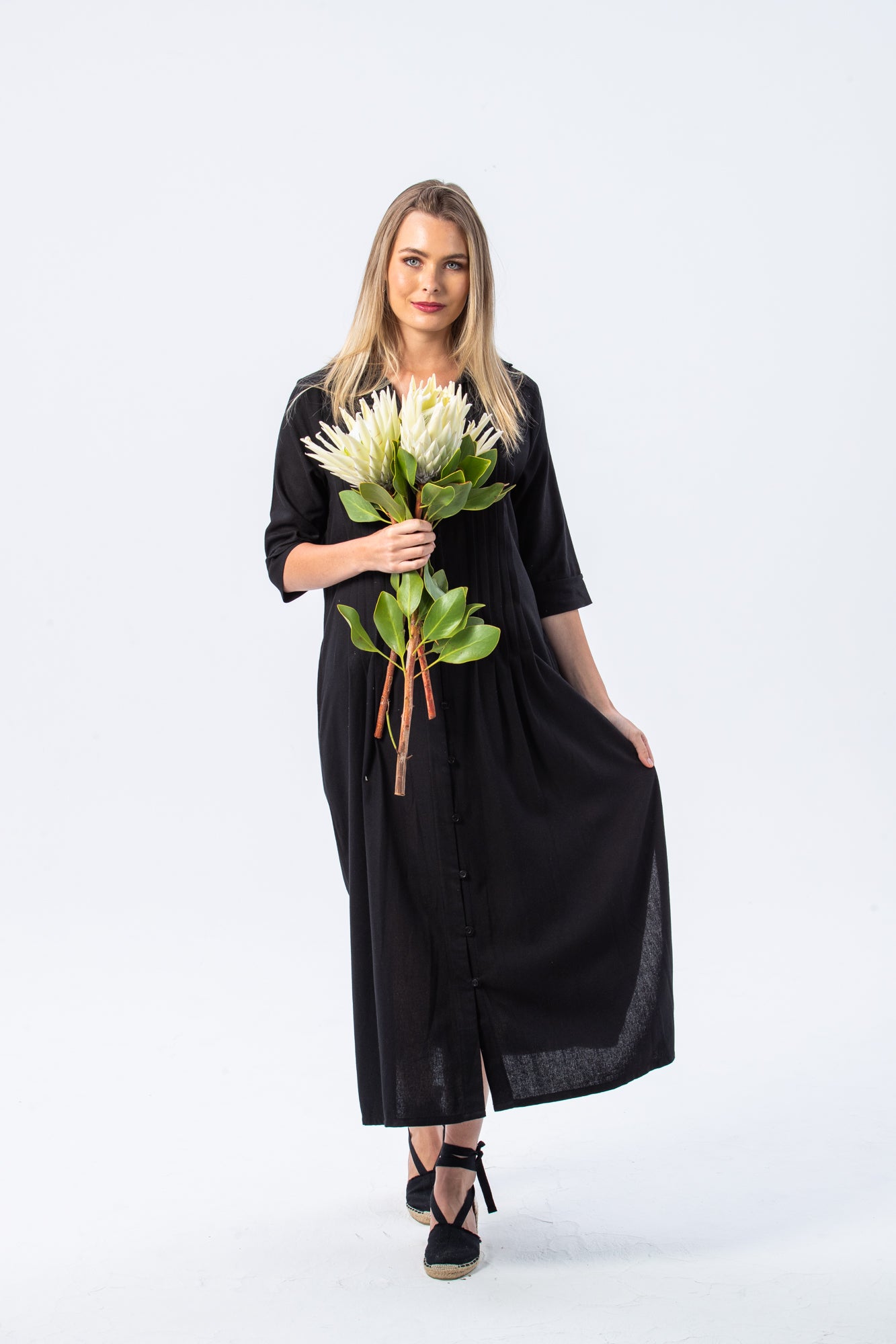 Santorini Pintuck Dress - Black