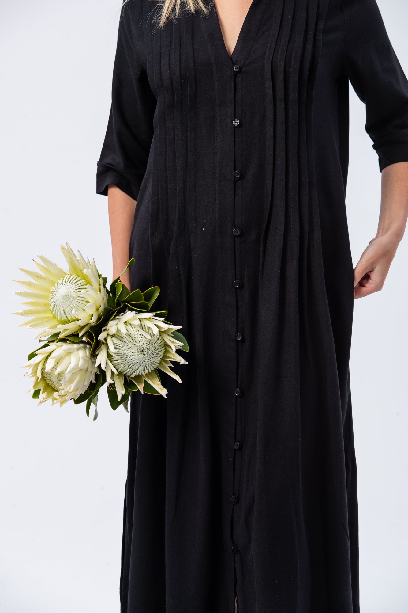 Santorini Pintuck Dress - Black