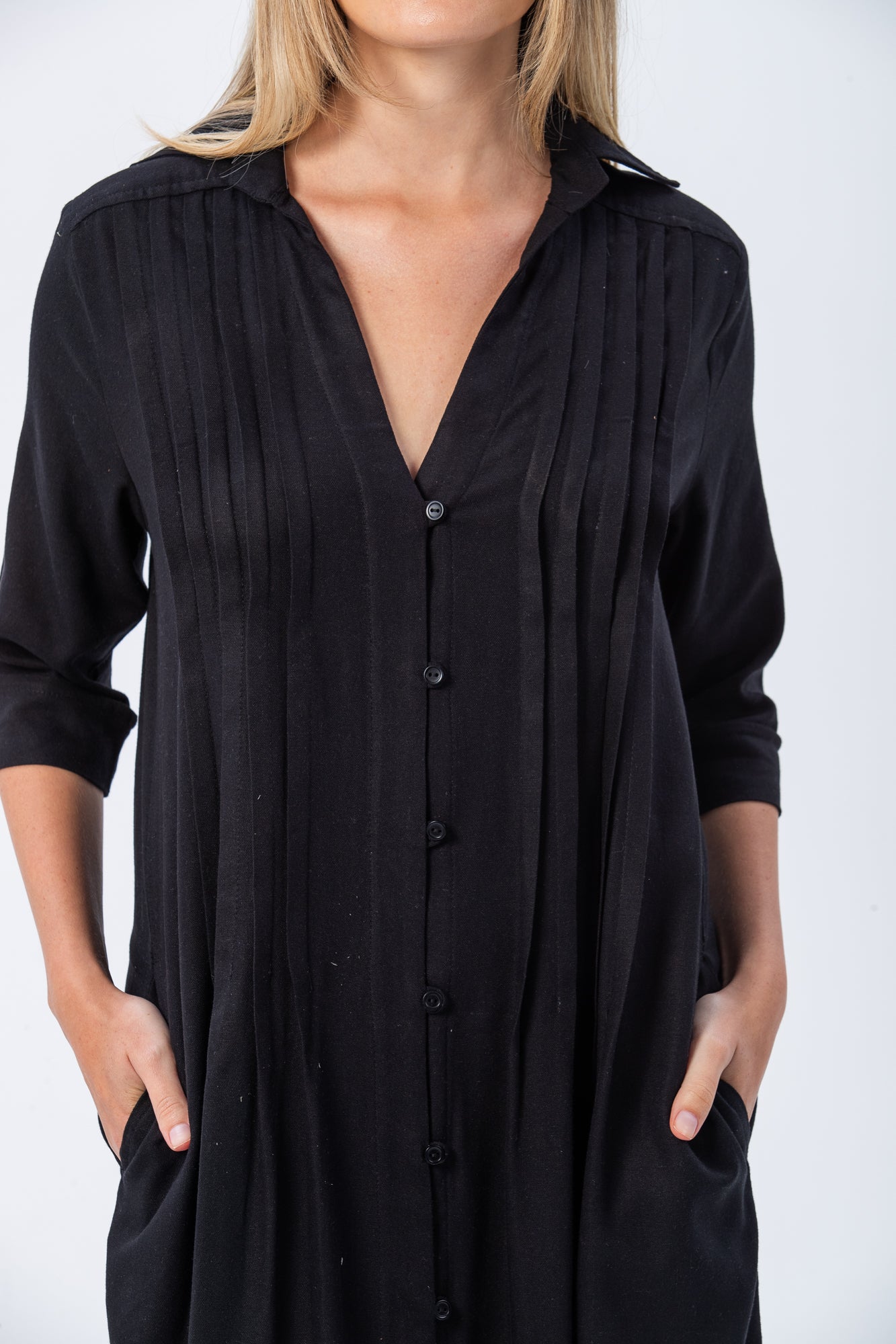 Santorini Pintuck Dress - Black