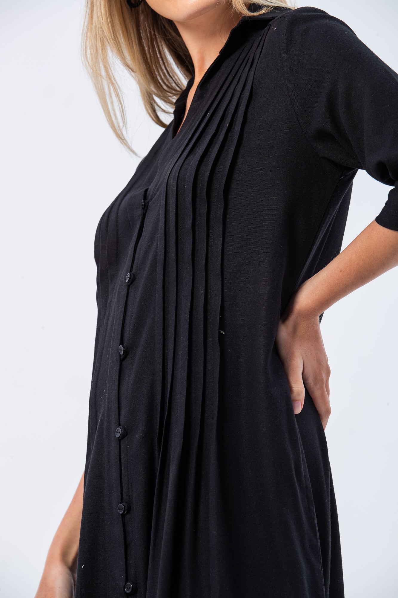 Santorini Pintuck Dress - Black