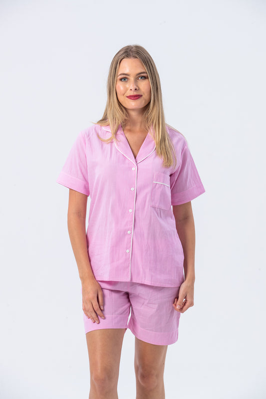 Short Pyjama Set - Pink and white stripe