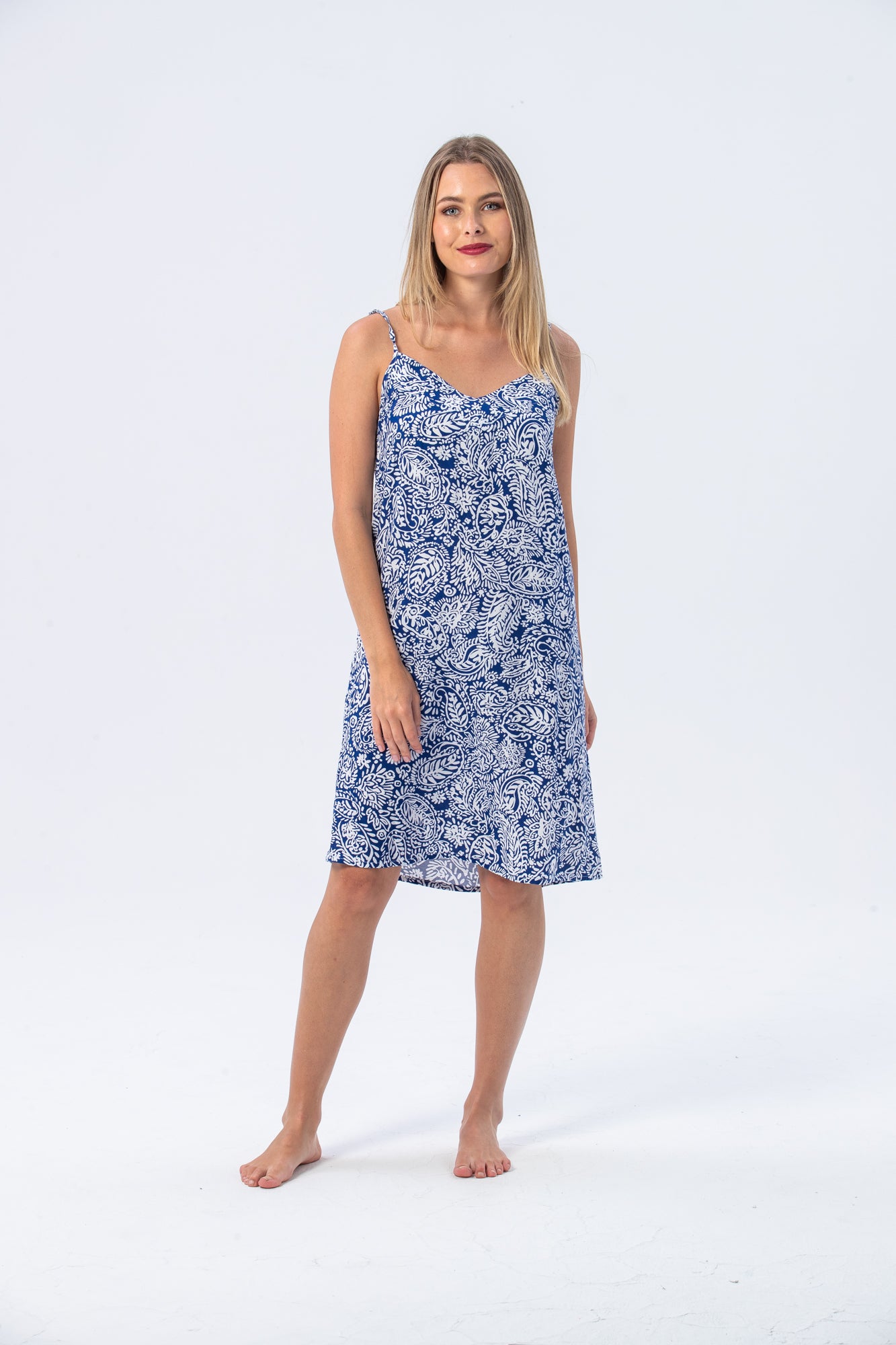 Cami Nightie - Blue and white
