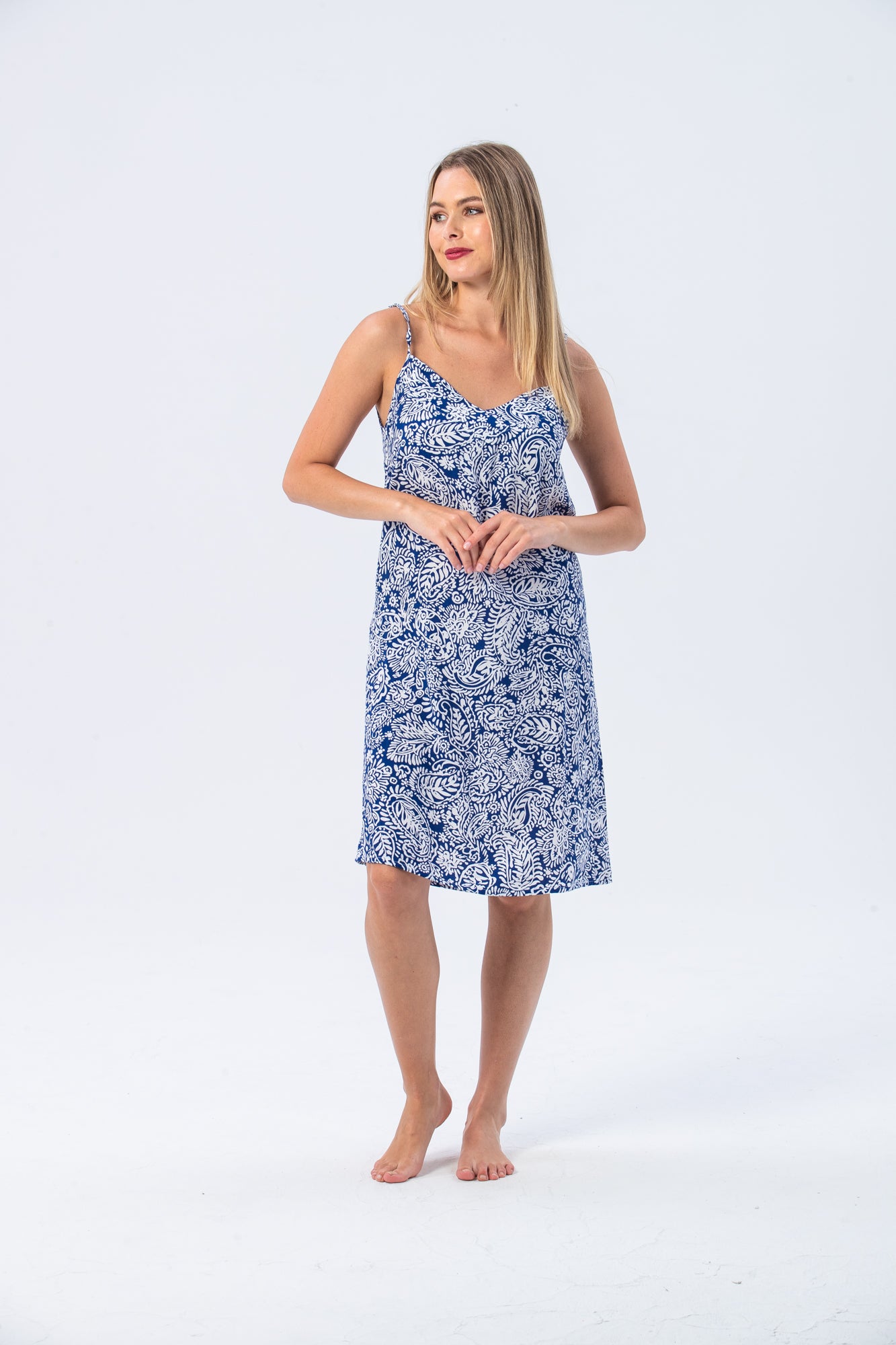Cami Nightie - Blue and white