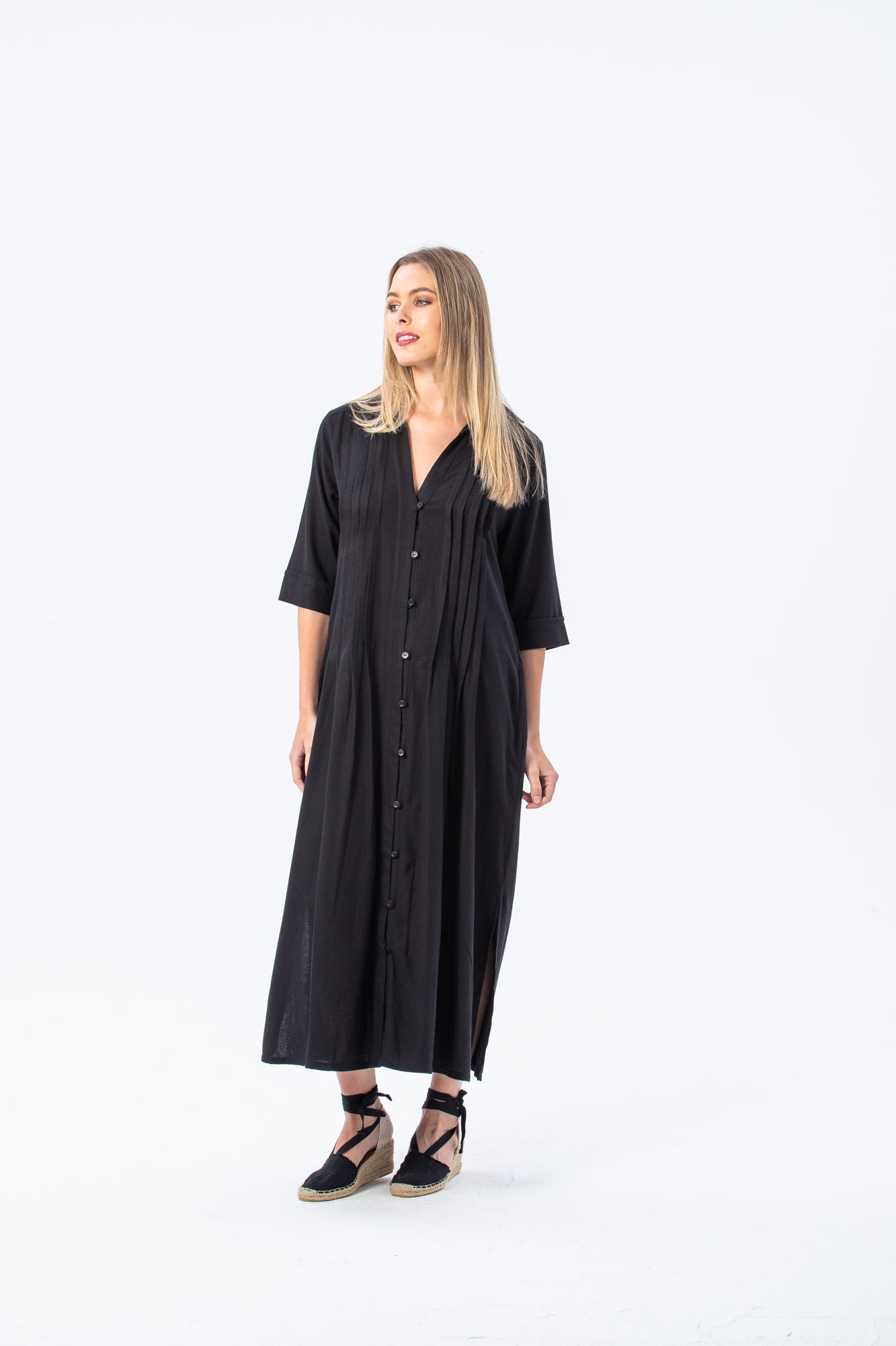 Santorini Pintuck Dress - Black