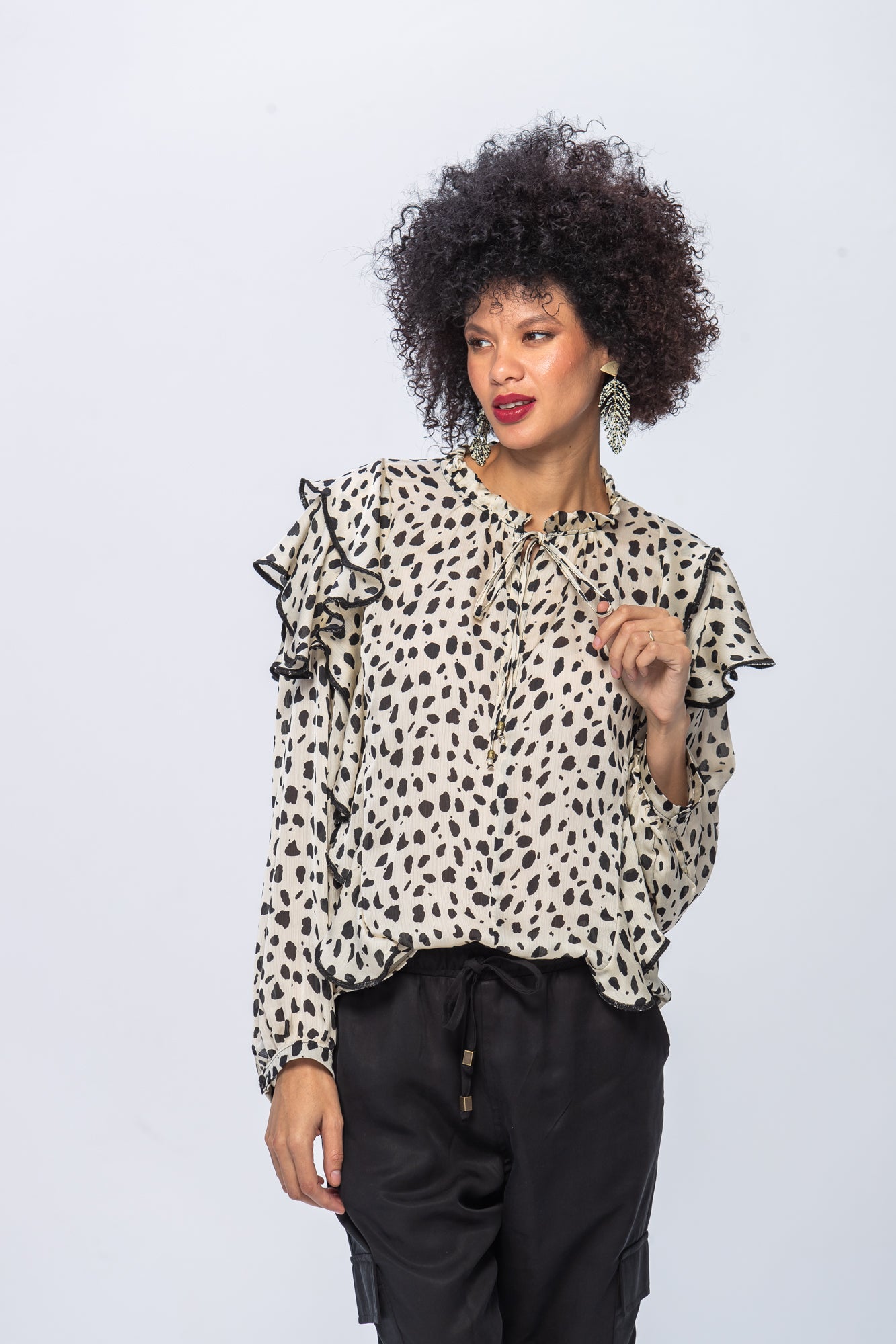 Bardot Winter Shirt - Creme & Black