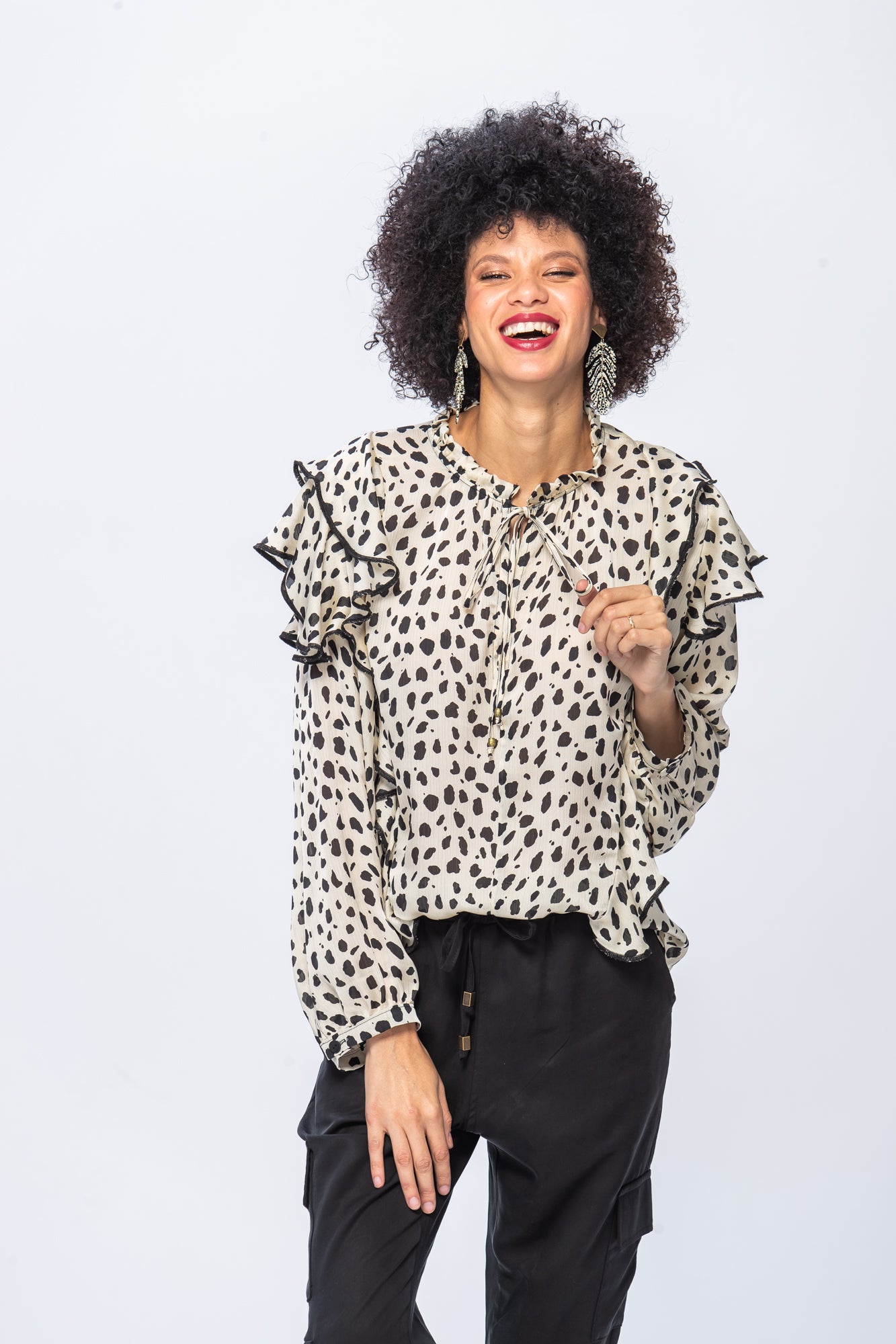 Bardot Winter Shirt - Creme & Black