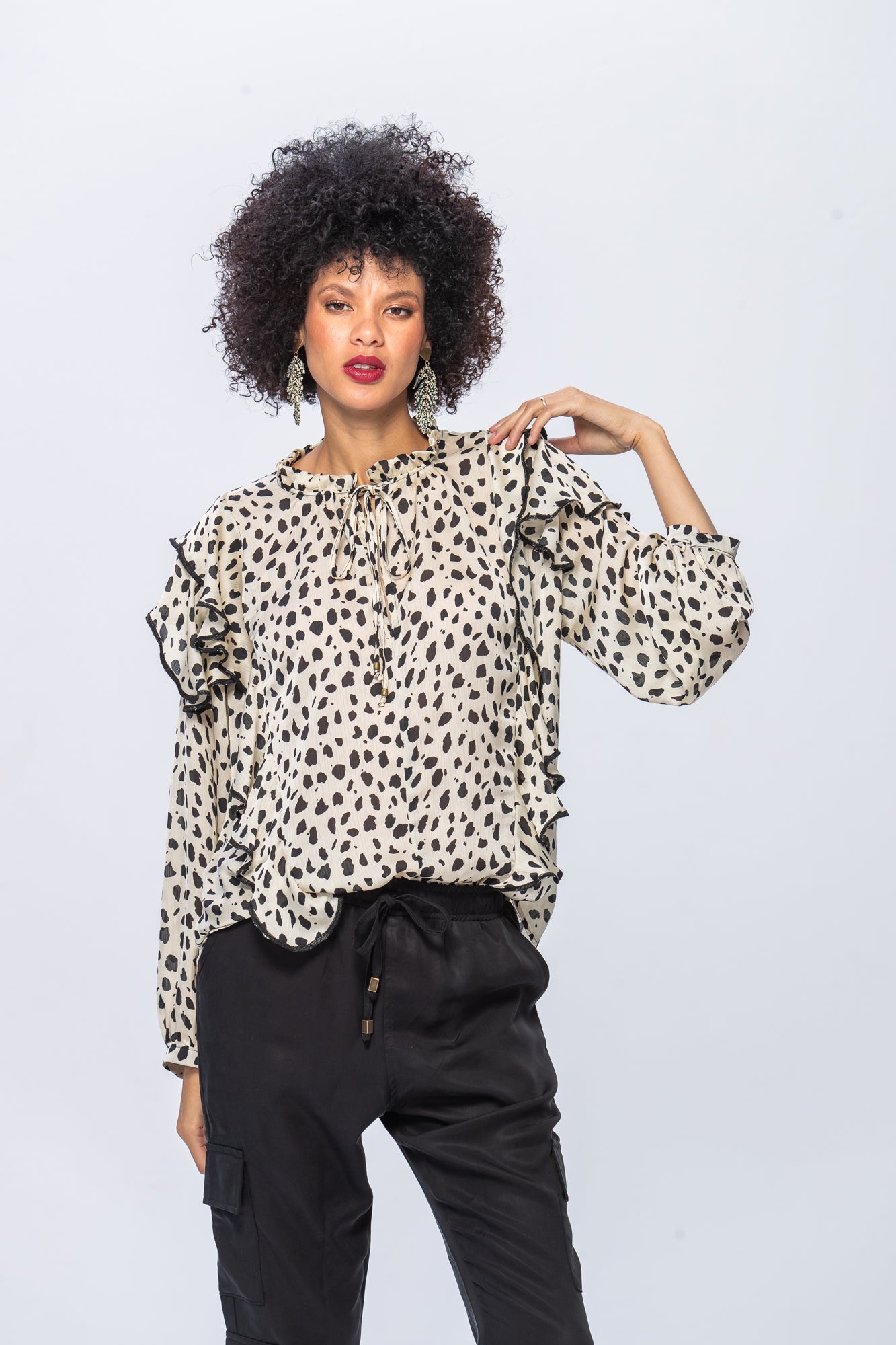 Bardot Winter Shirt - Creme & Black