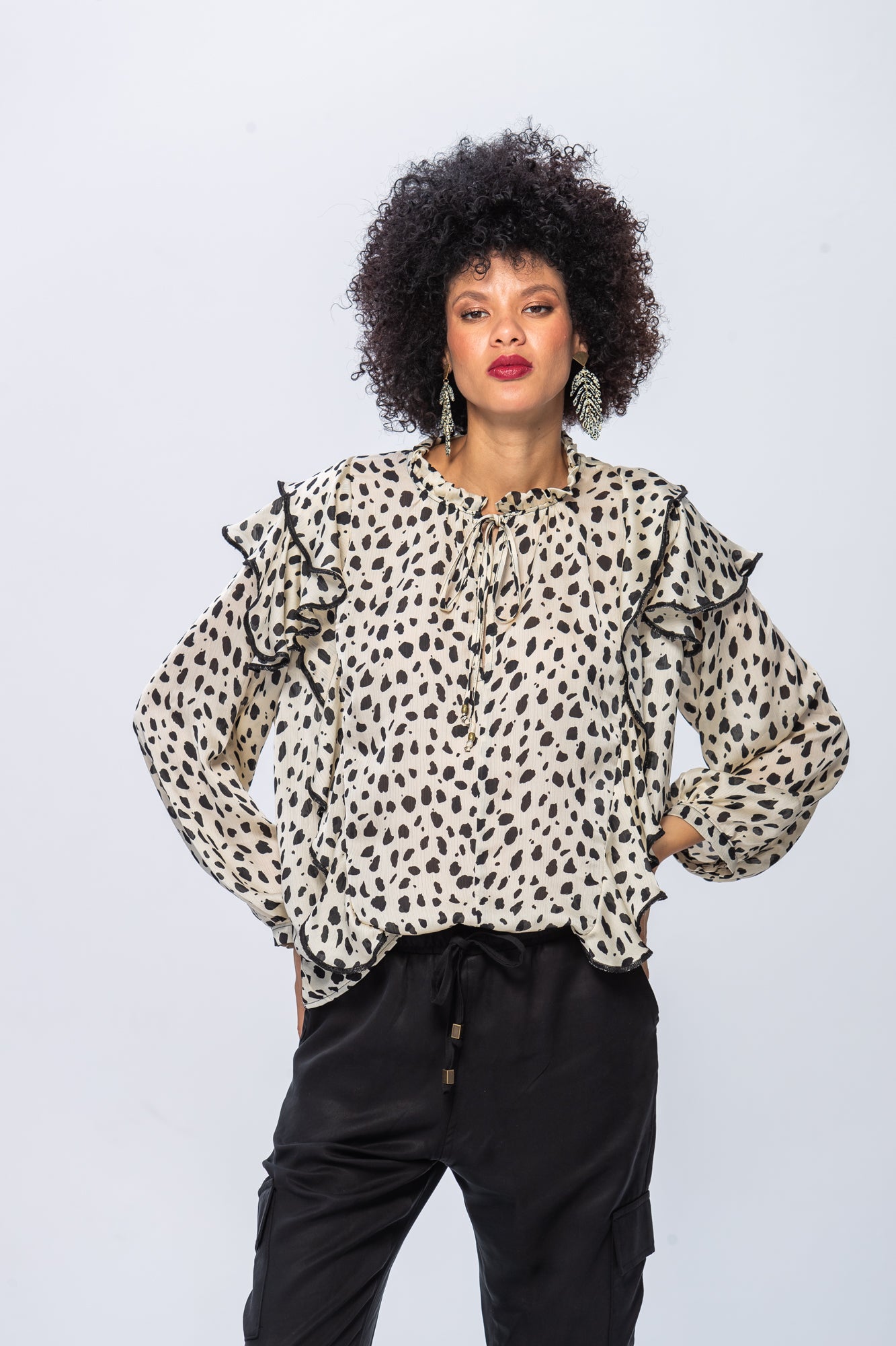 Bardot Winter Shirt - Creme & Black