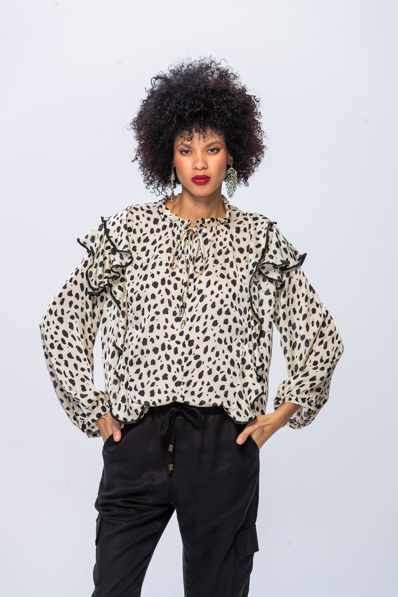 Bardot Winter Shirt - Creme & Black