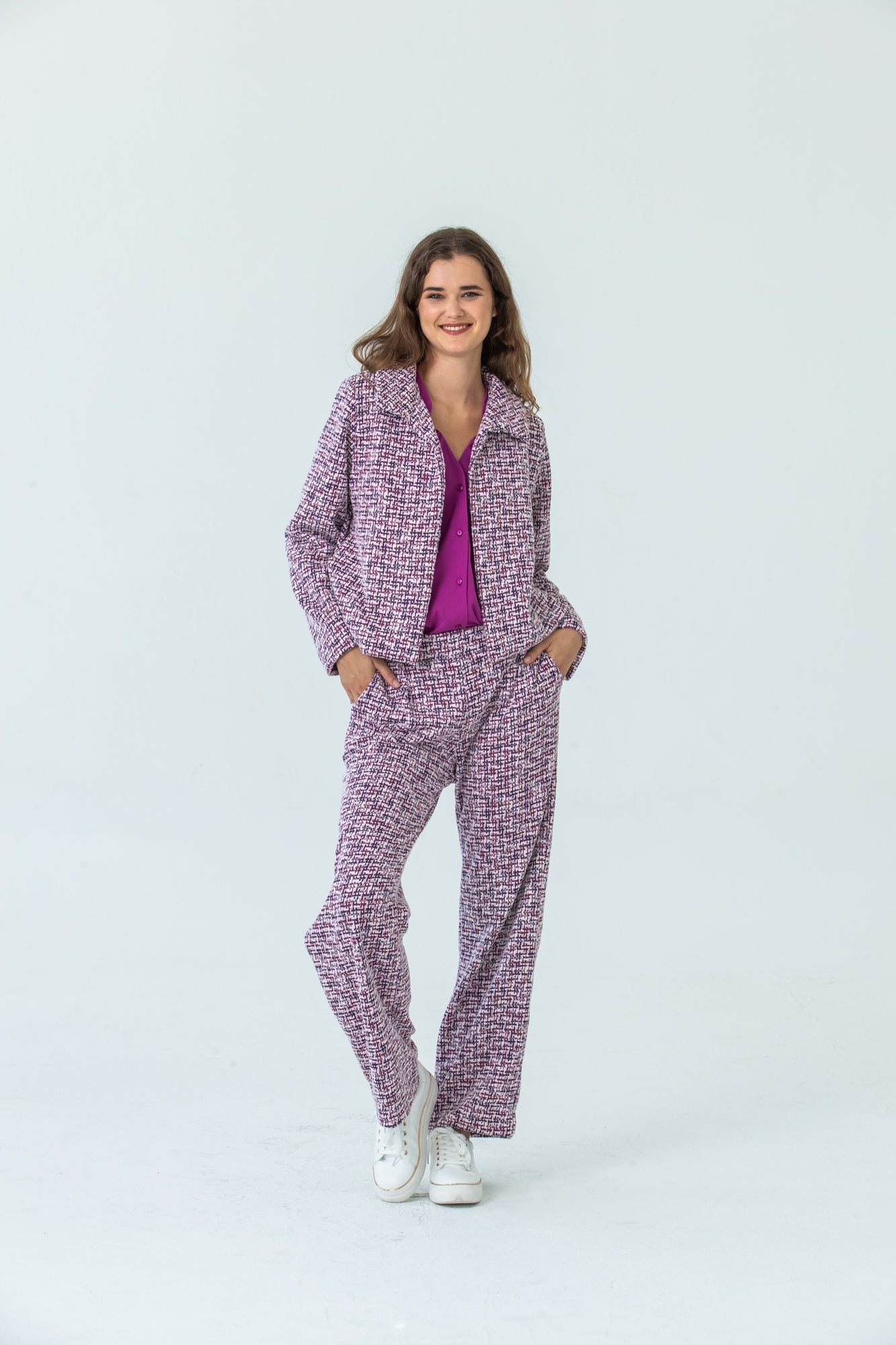 Los Angeles Collared Jacket - Magenta/Black Check