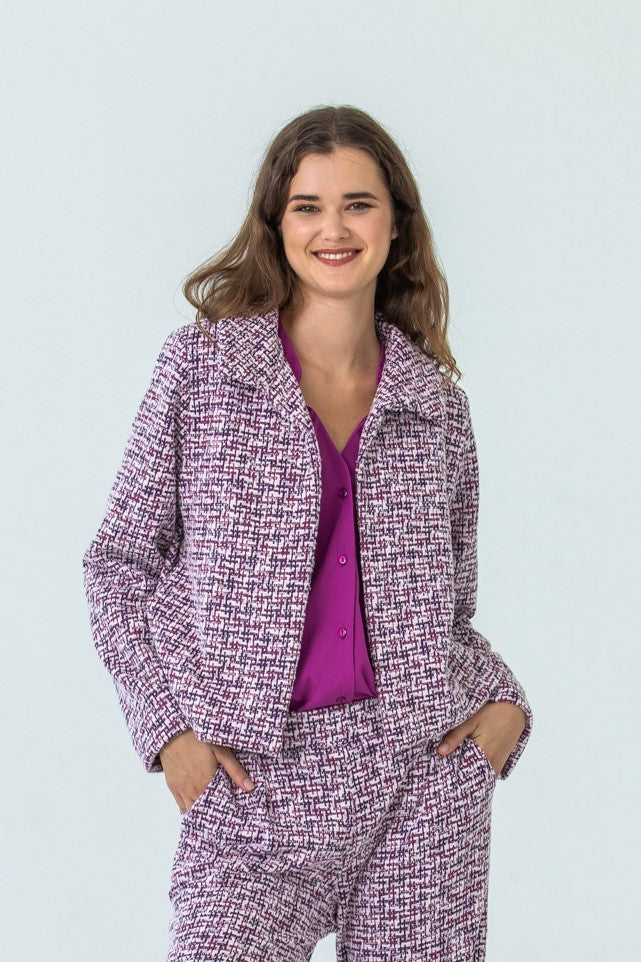Los Angeles Collared Jacket - Magenta/Black Check