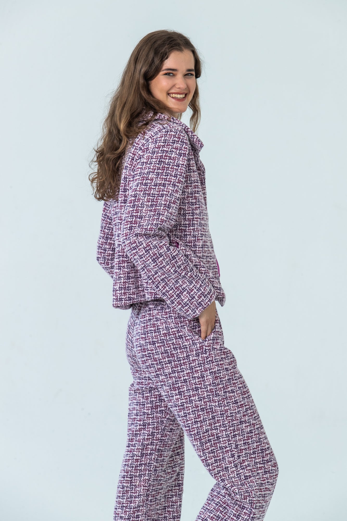 Sydney Wide Leg Pant - Magenta/Black Check