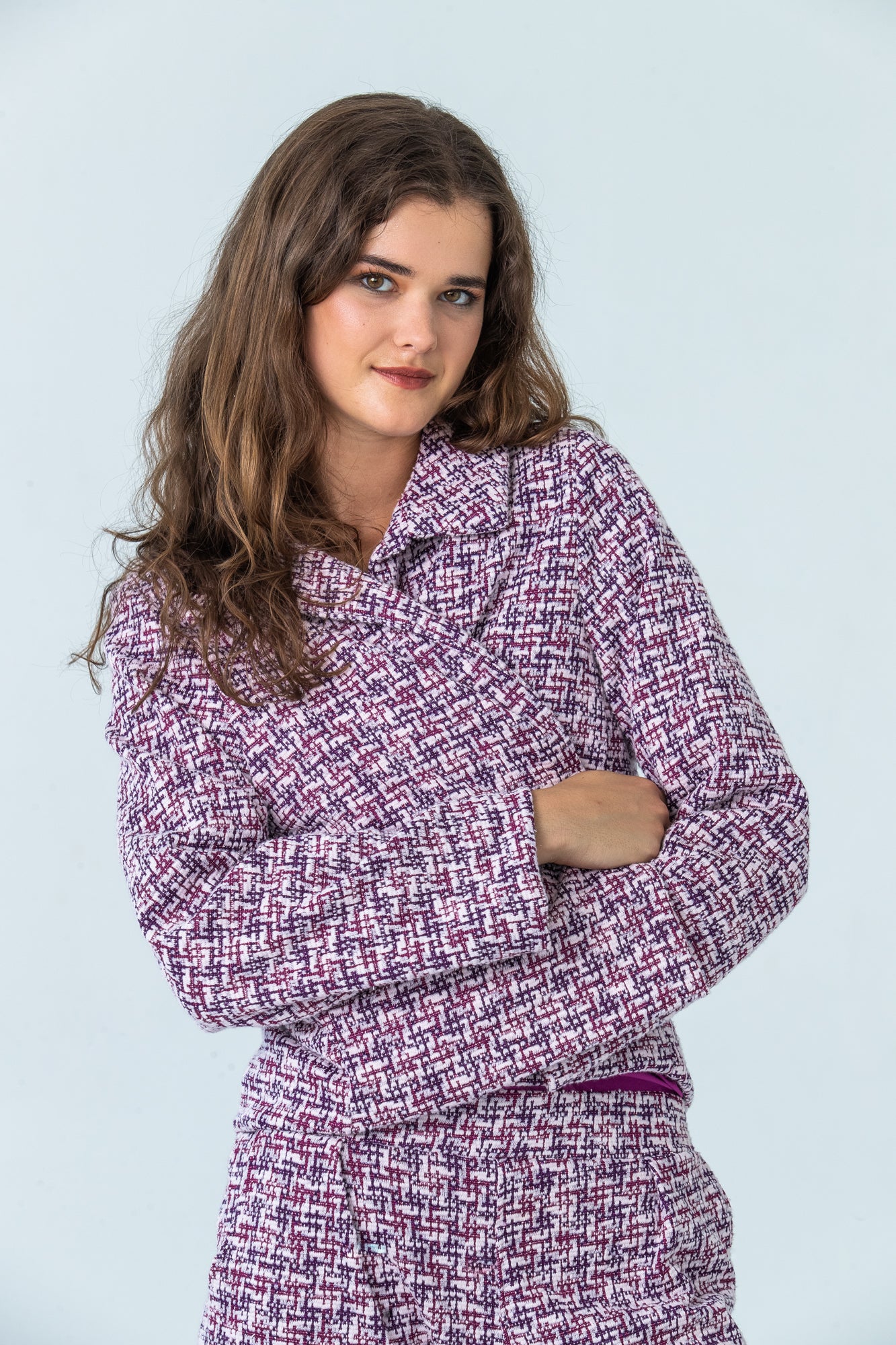Los Angeles Collared Jacket - Magenta/Black Check
