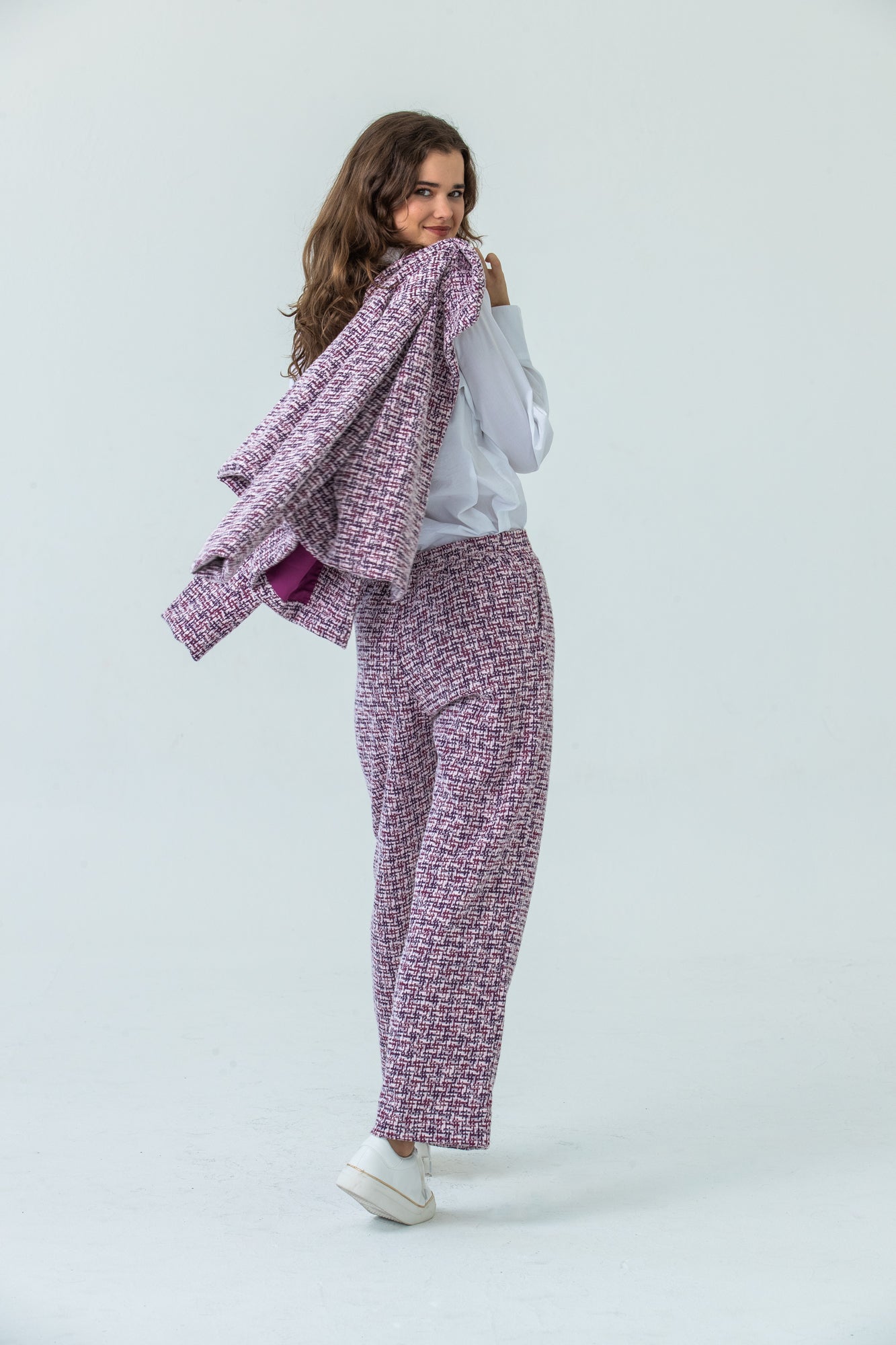 Sydney Wide Leg Pant - Magenta/Black Check