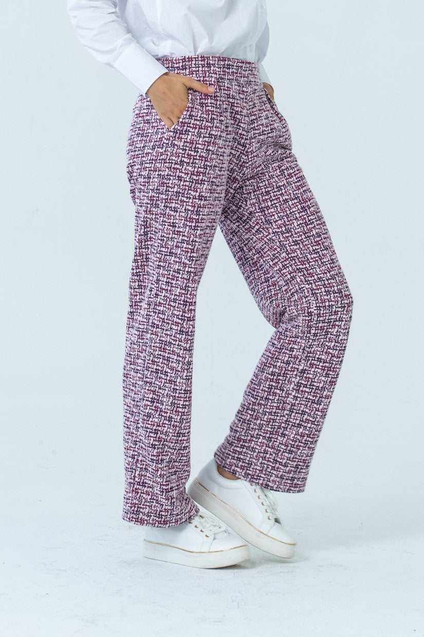 Sydney Wide Leg Pant - Magenta/Black Check