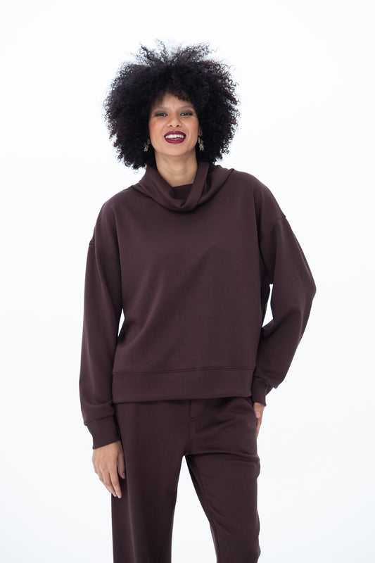 Audrey Cowl Neck Top - Chocolate