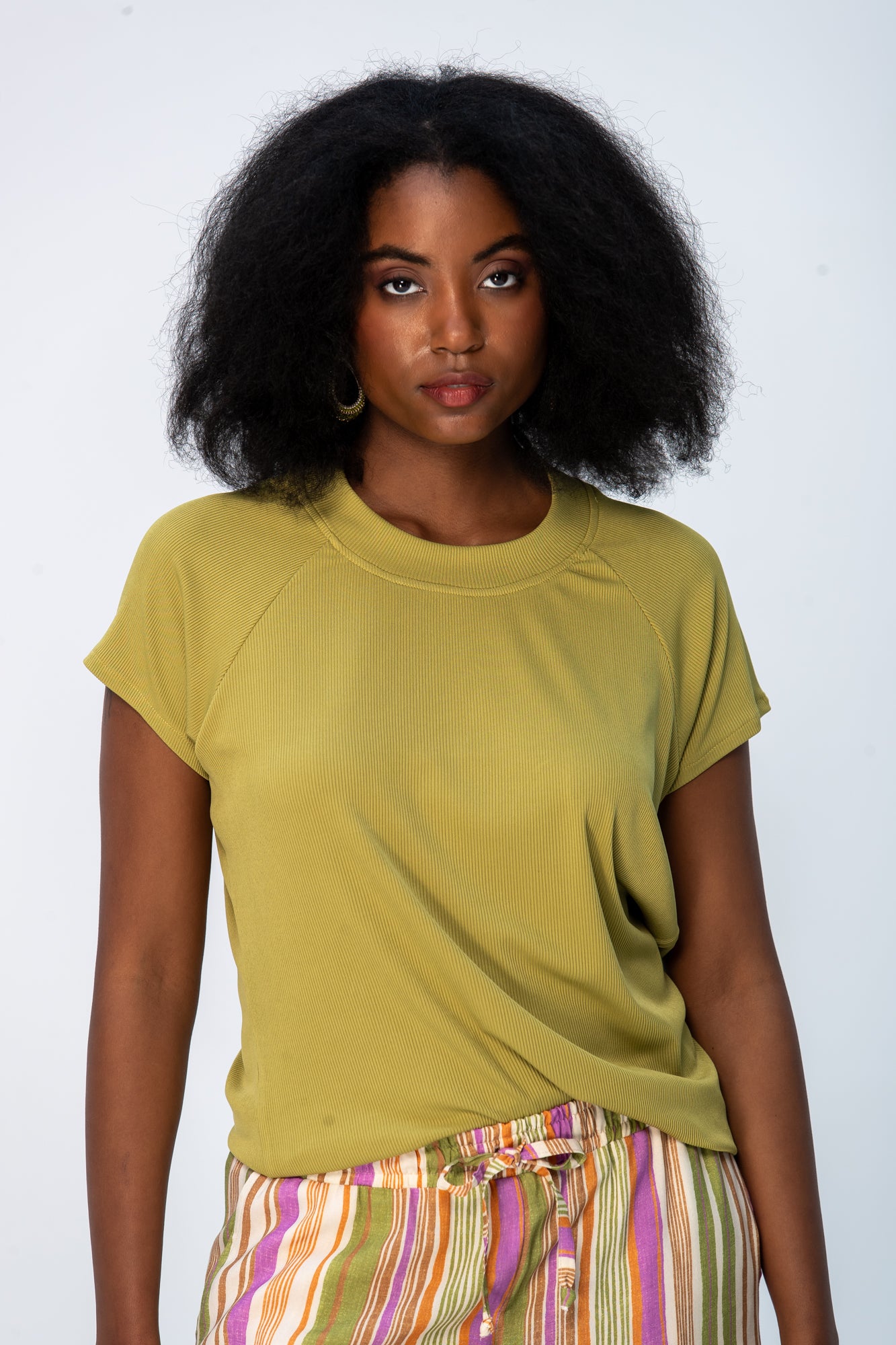 Rosa Summer Round Neck Tee - Chartreuse