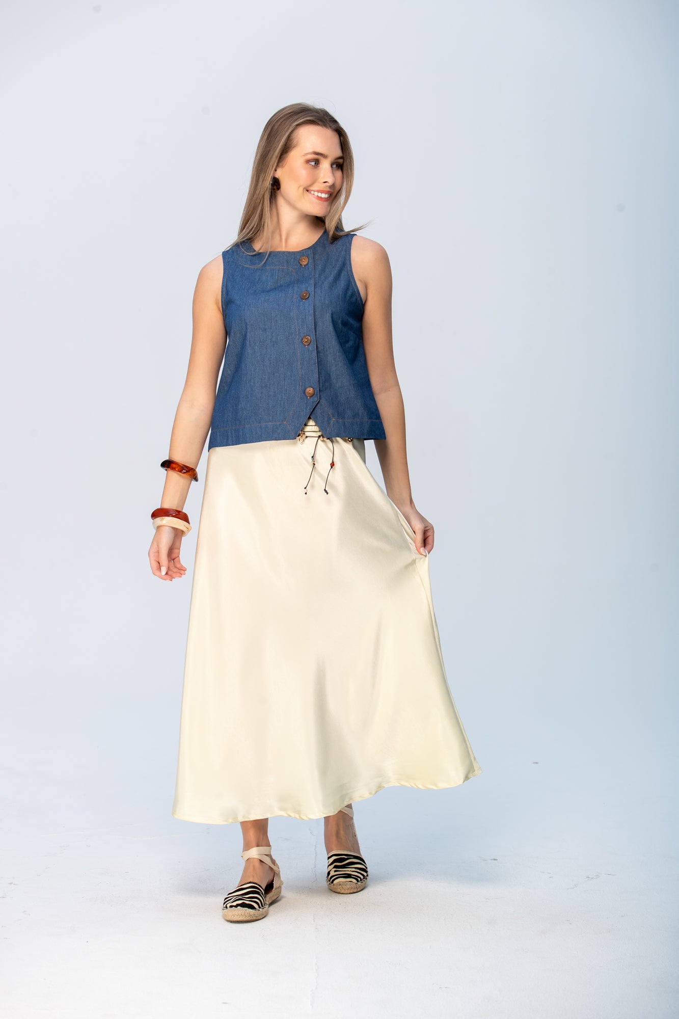 Ava Bias Cut Skirt - Butter Yellow