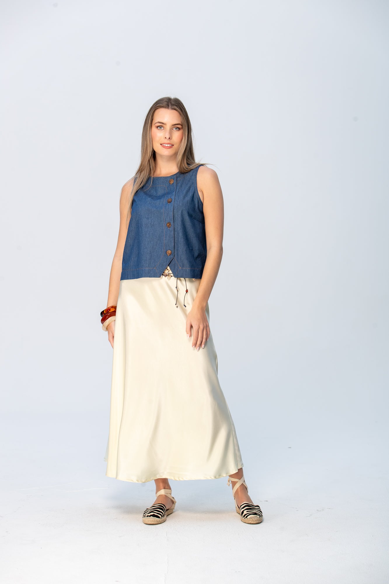 Ava Bias Cut Skirt - Butter Yellow