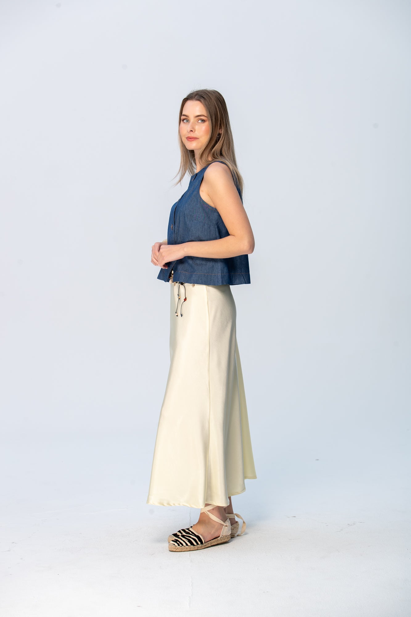 Ava Bias Cut Skirt - Butter Yellow