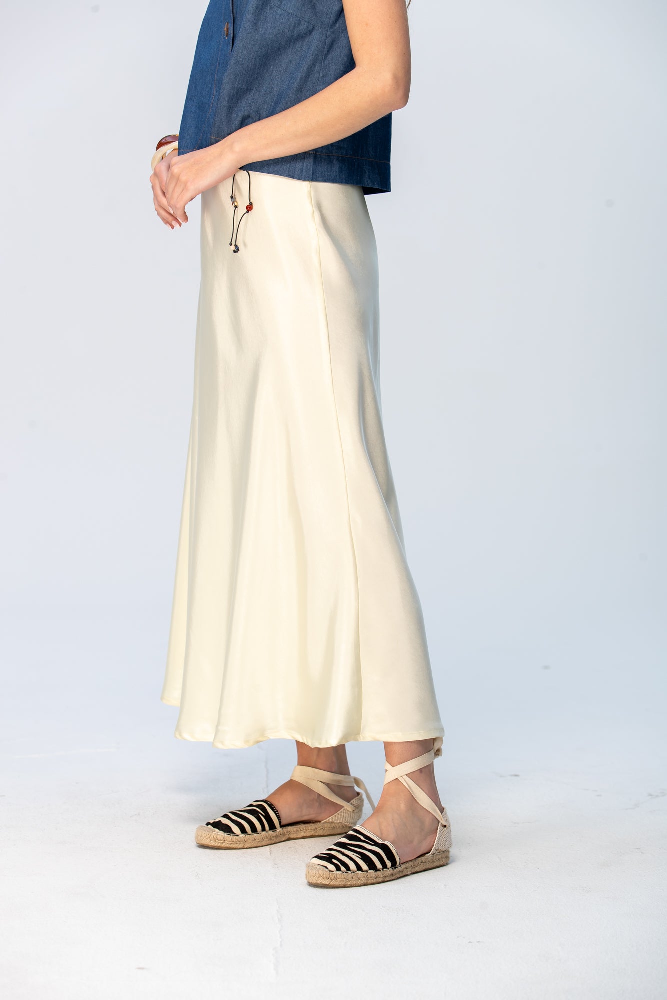 Ava Bias Cut Skirt - Butter Yellow