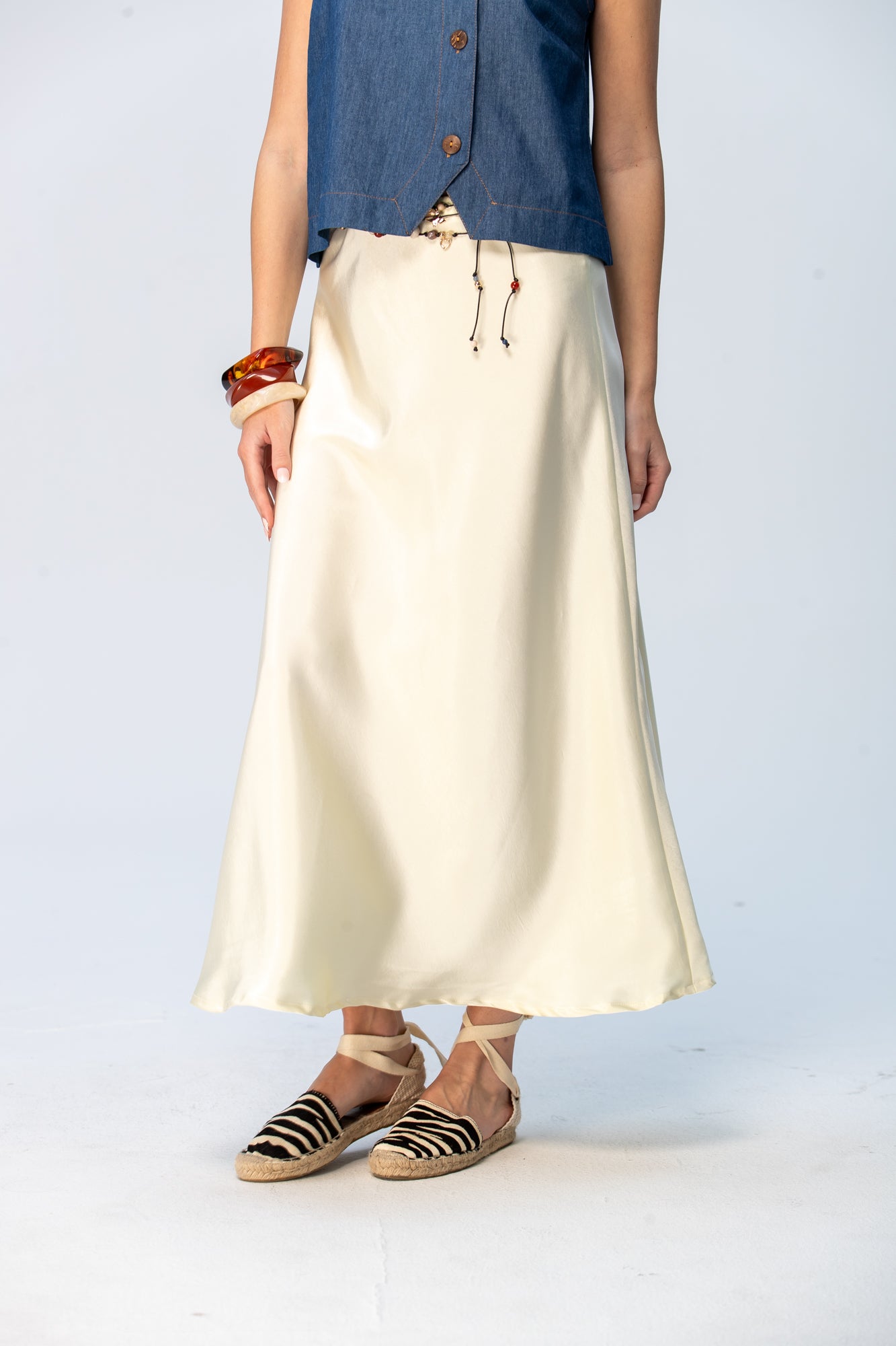 Ava Bias Cut Skirt - Butter Yellow