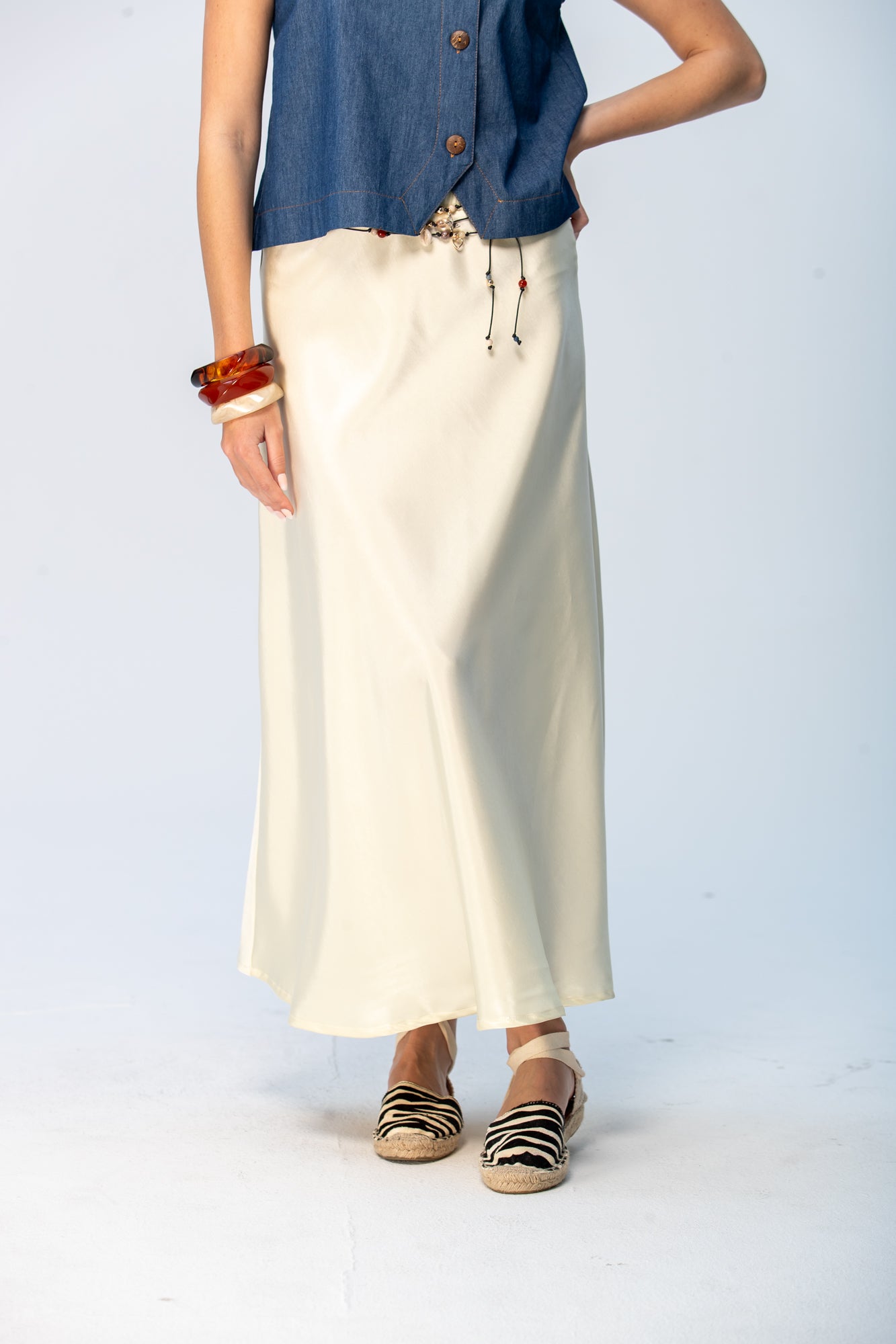 Ava Bias Cut Skirt - Butter Yellow