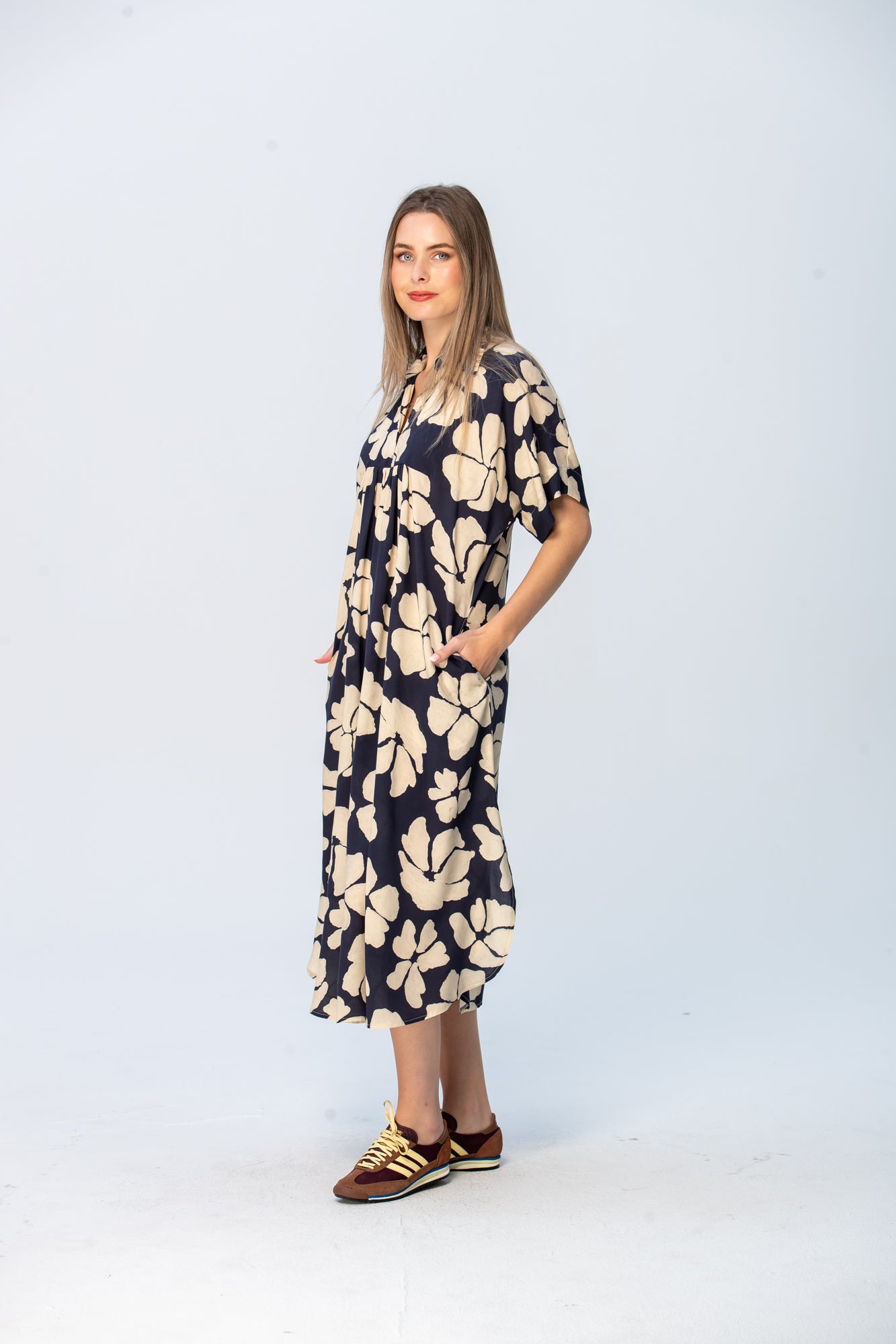 Zanzibar Dress - Navy and Creme