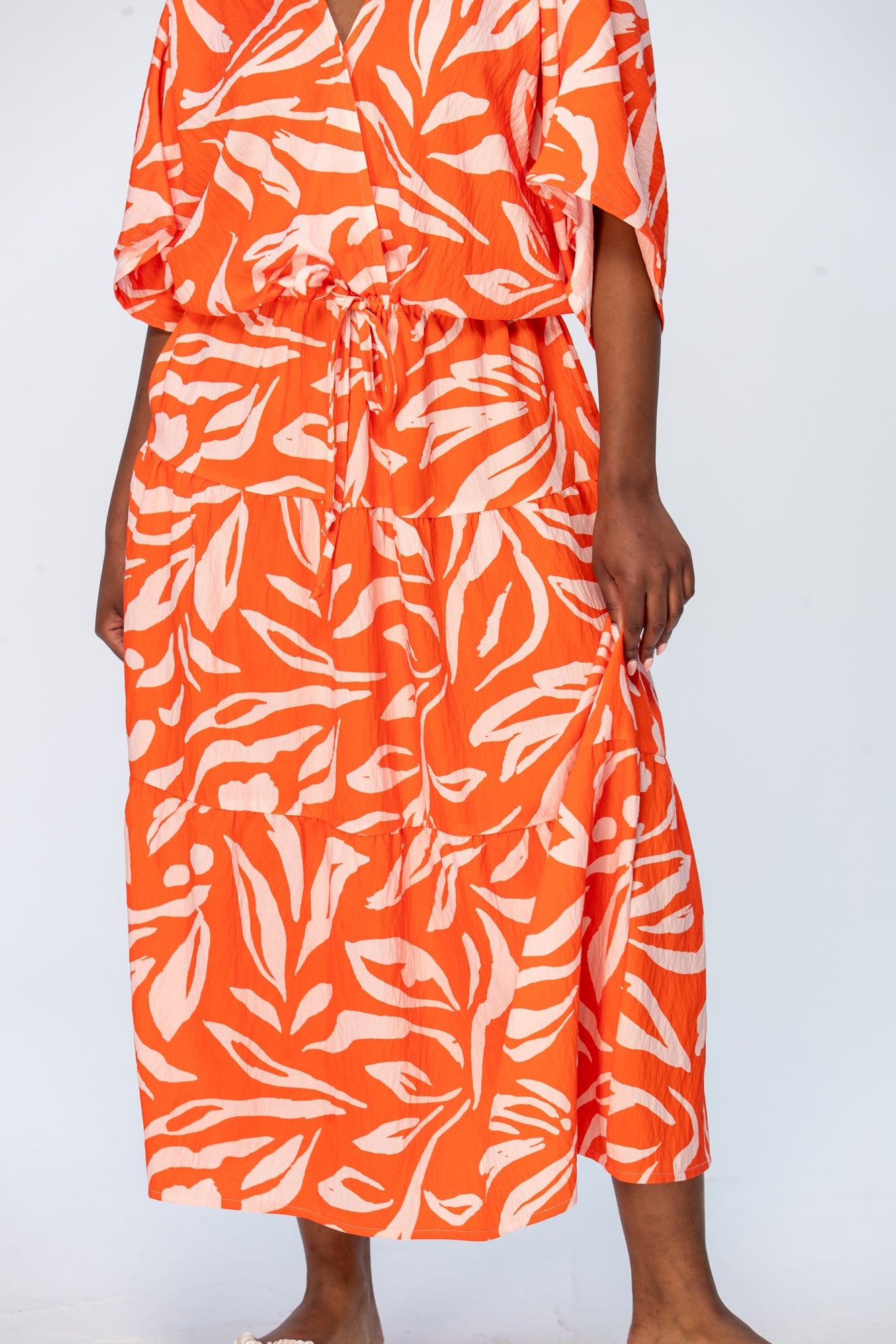 Grace Maxi Dress - Coral and White