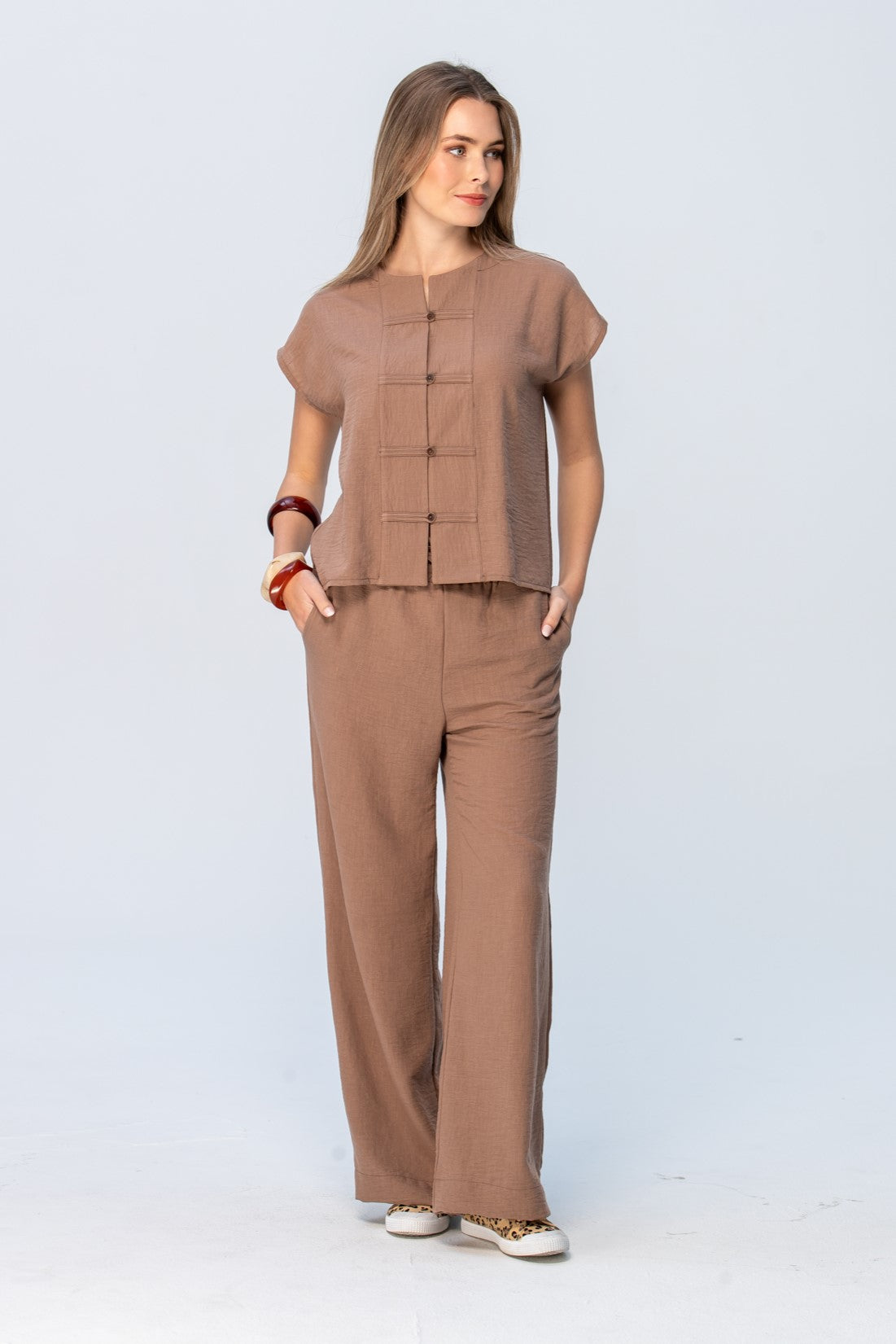 Sydney Wide Leg Pants - Mocha
