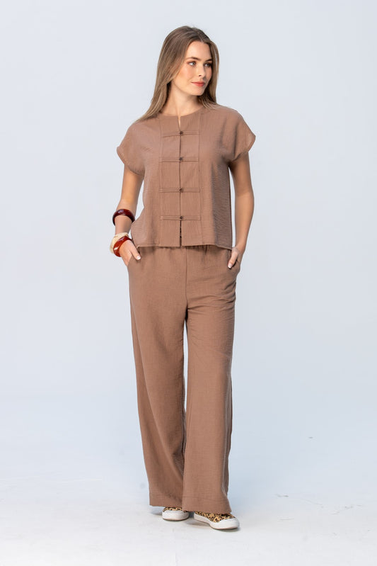 Sydney Wide Leg Pants - Mocha
