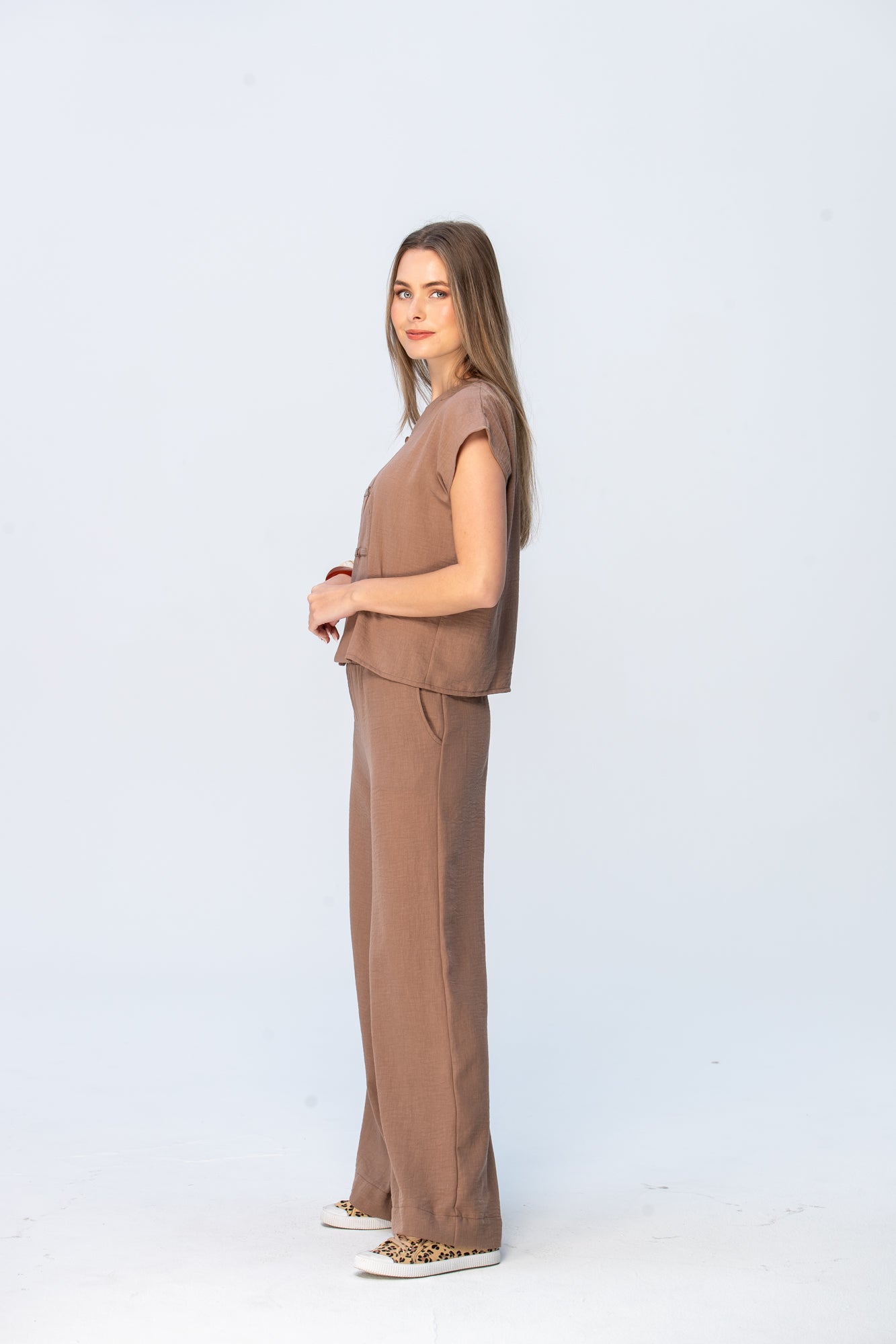 Sydney Wide Leg Pants - Mocha