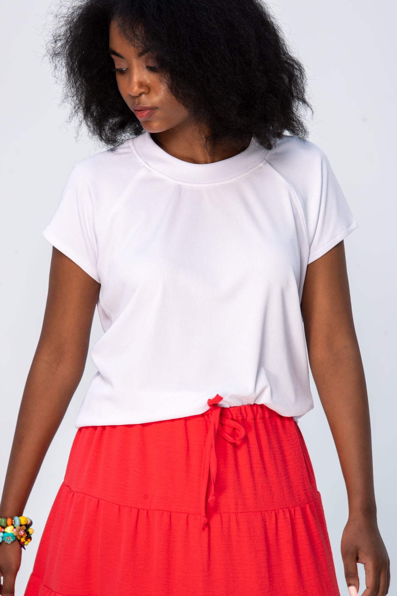 Rosa Summer Round Neck Tee - White