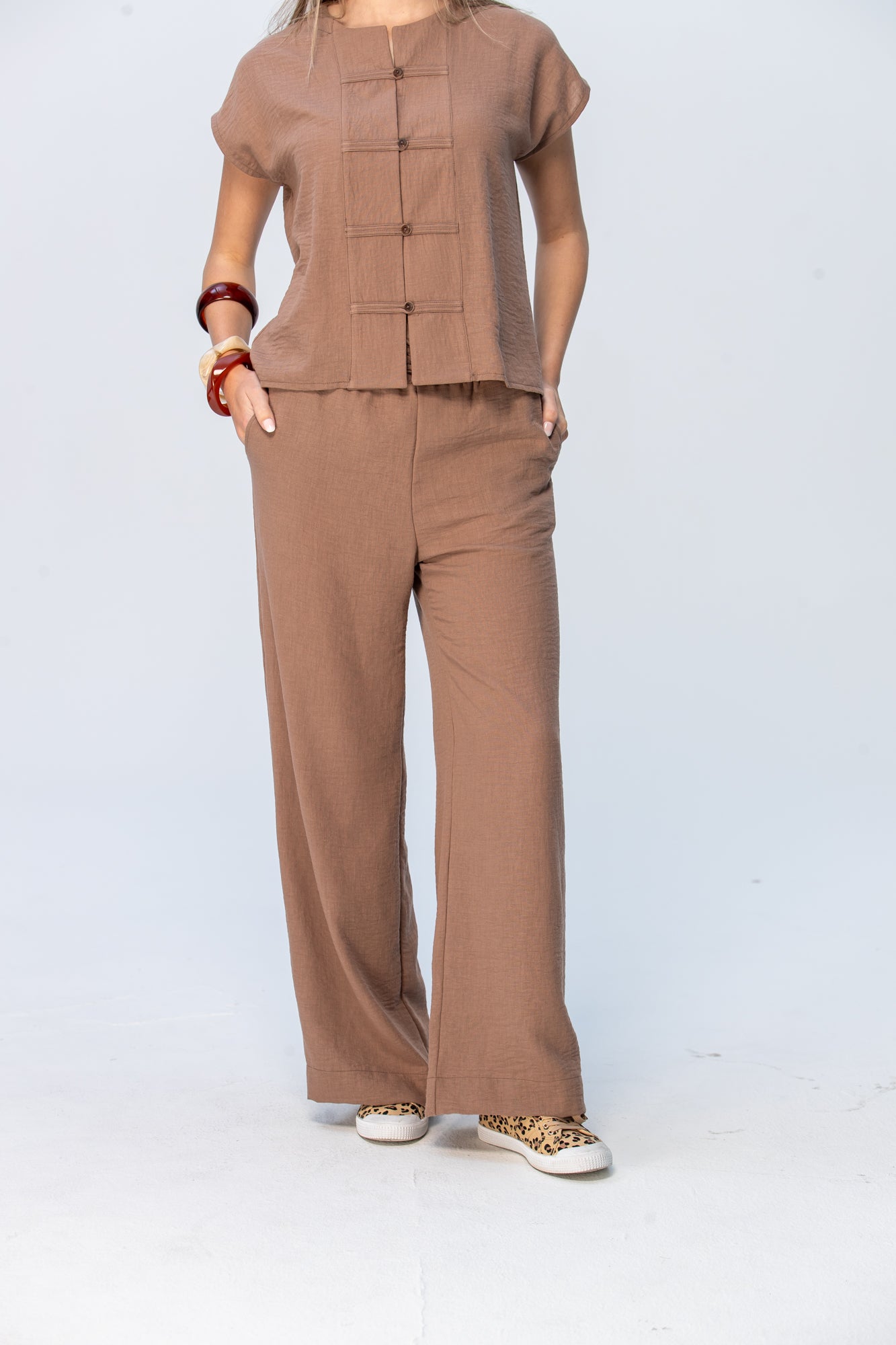 Sydney Wide Leg Pants - Mocha