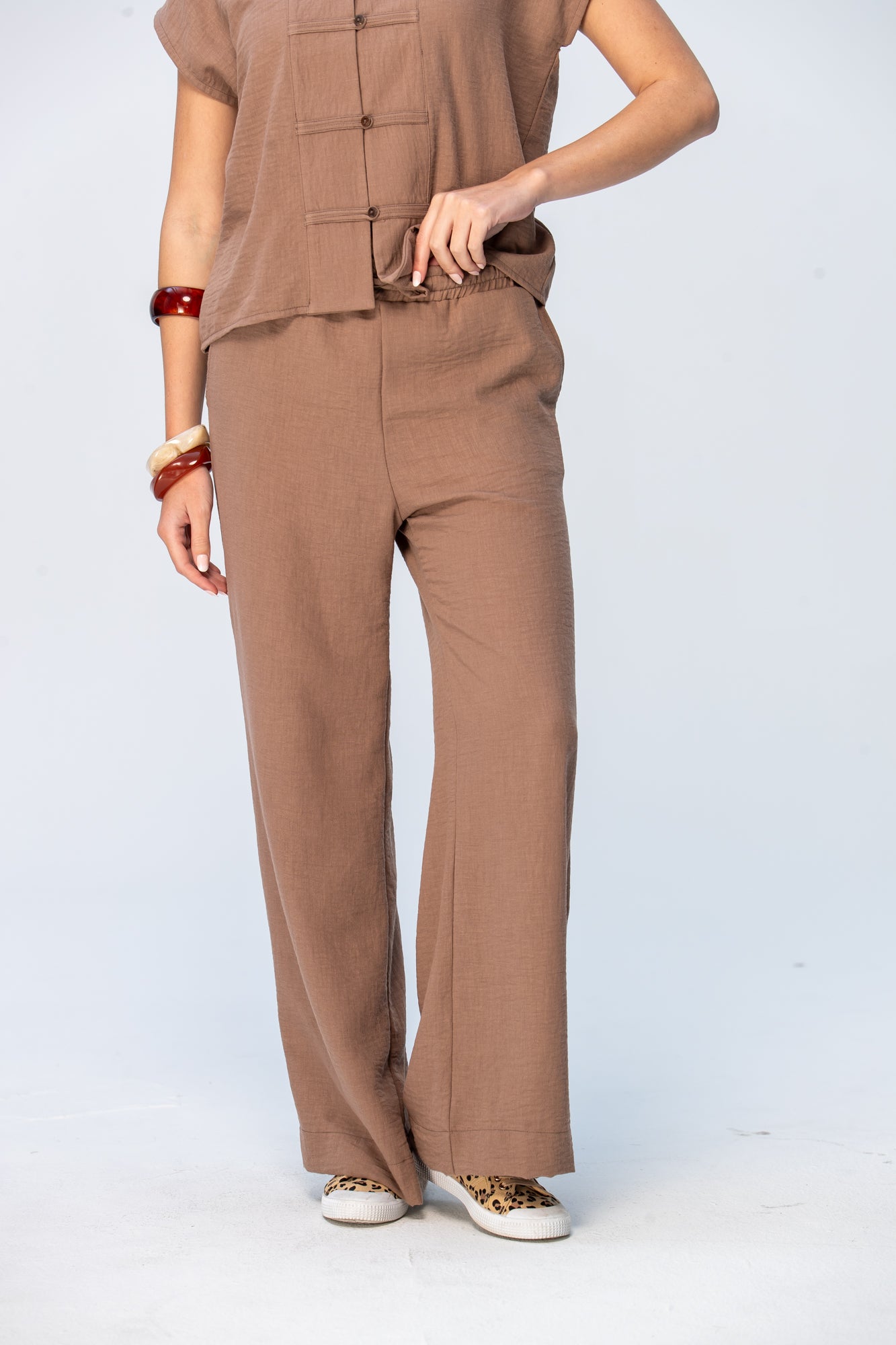 Sydney Wide Leg Pants - Mocha