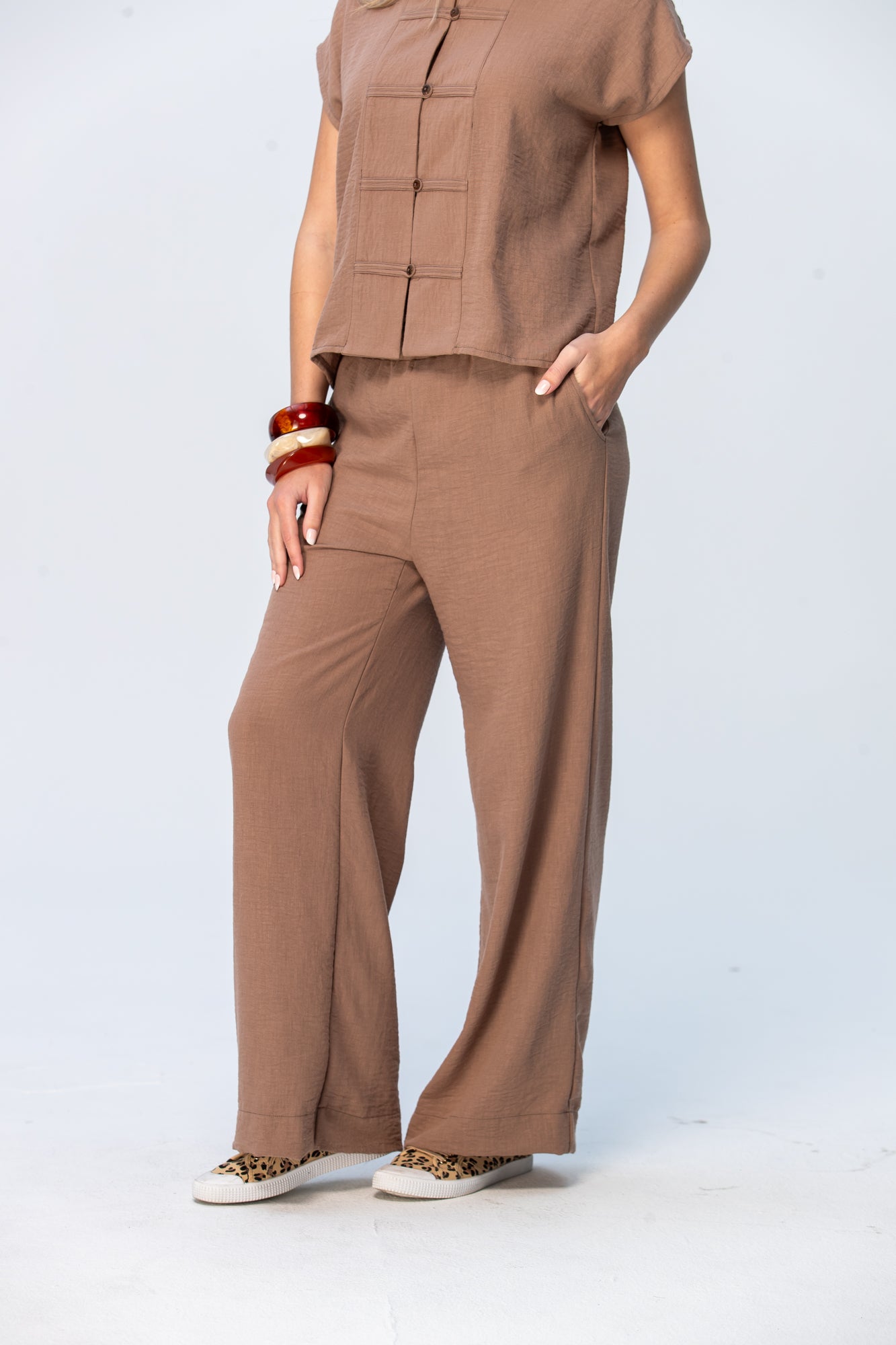 Sydney Wide Leg Pants - Mocha
