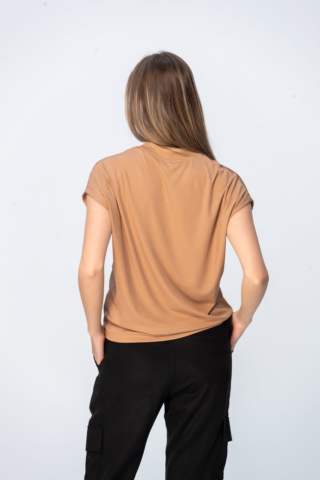 Corfu Summer V-Neck Tee - Camel