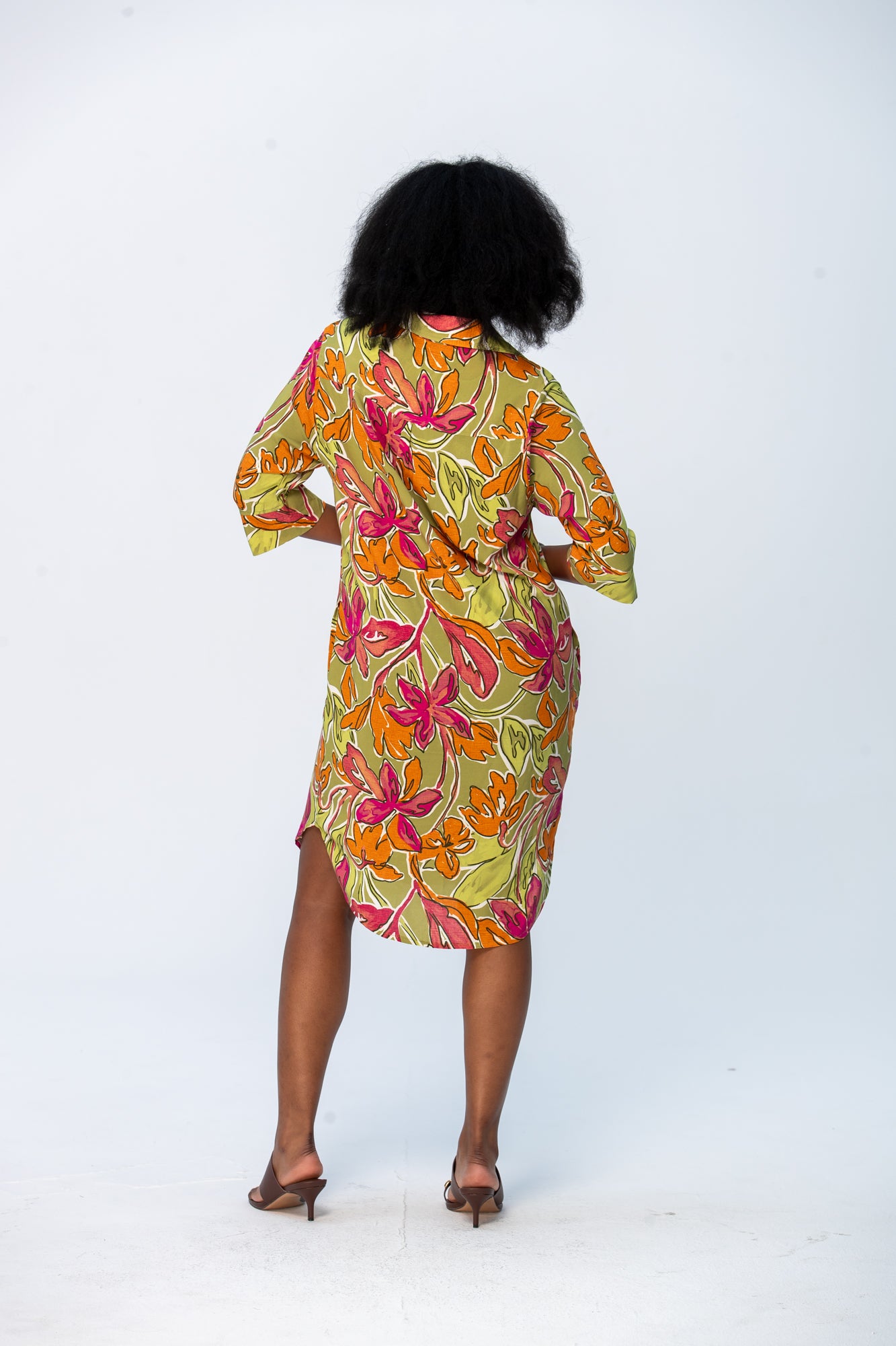 Nina Shirt Dress - Green & Pink