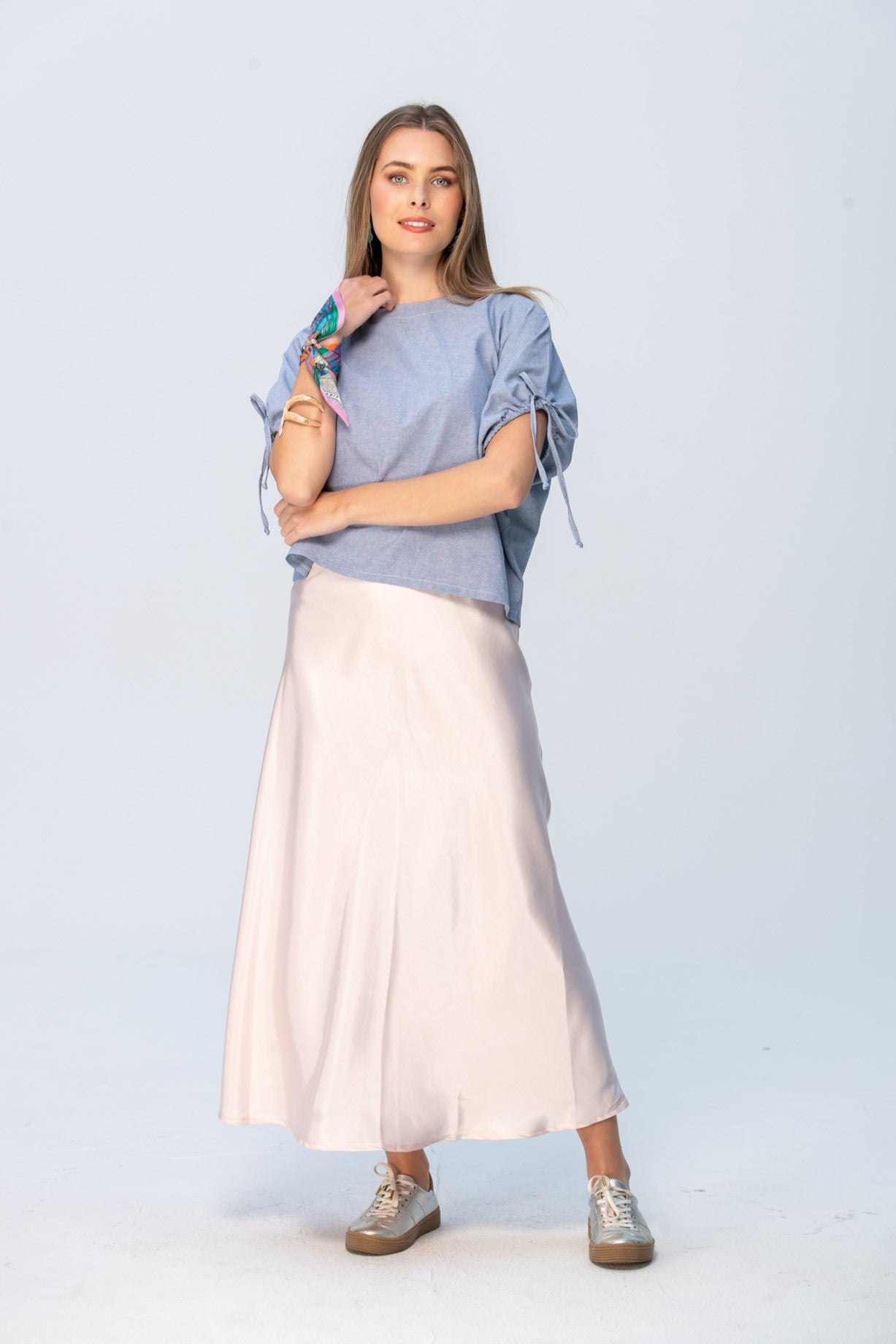 Ava Bias Cut Skirt - Soft Pink