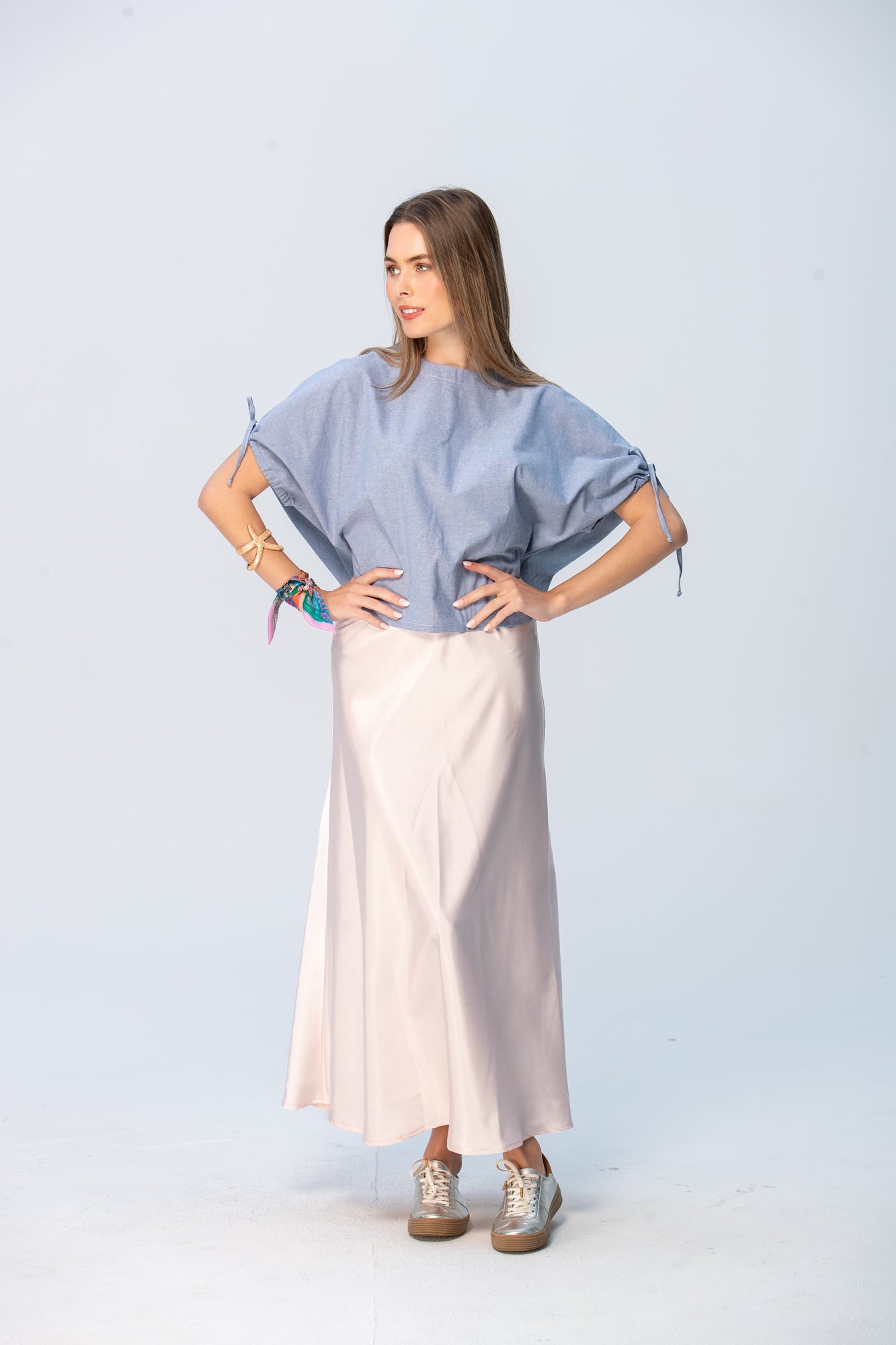 Ava Bias Cut Skirt - Soft Pink