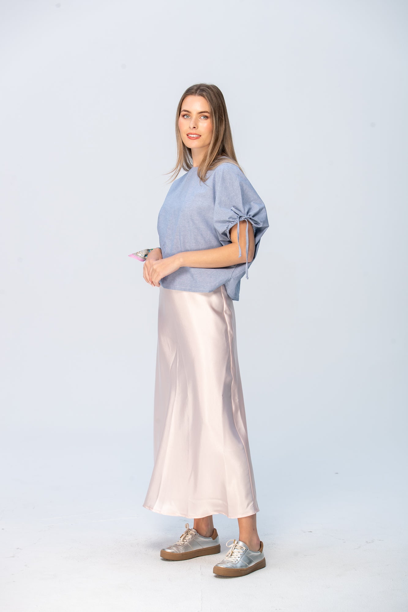 Ava Bias Cut Skirt - Soft Pink