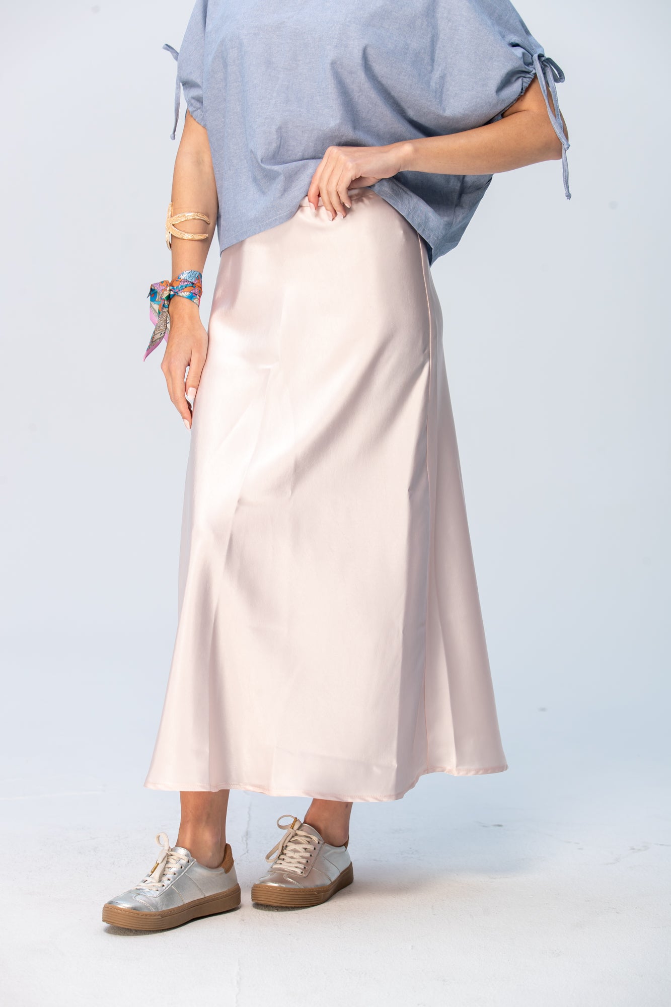 Ava Bias Cut Skirt - Soft Pink