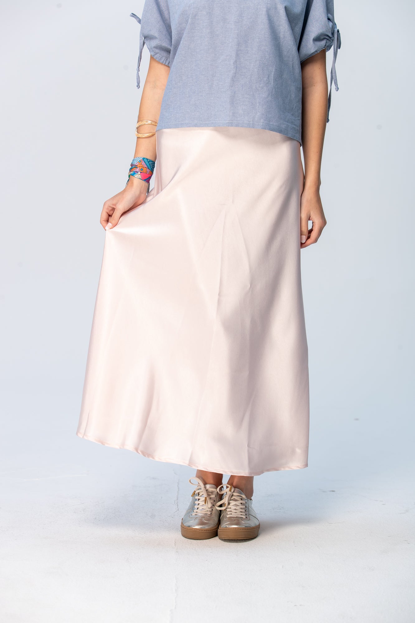 Ava Bias Cut Skirt - Soft Pink