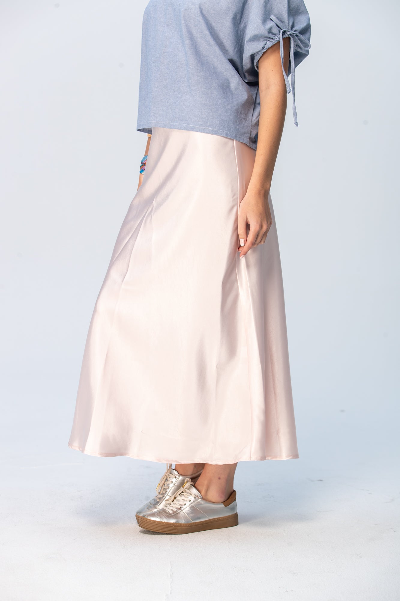 Ava Bias Cut Skirt - Soft Pink