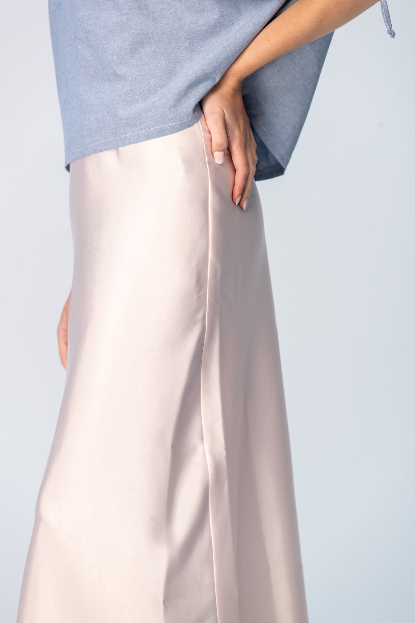 Ava Bias Cut Skirt - Soft Pink