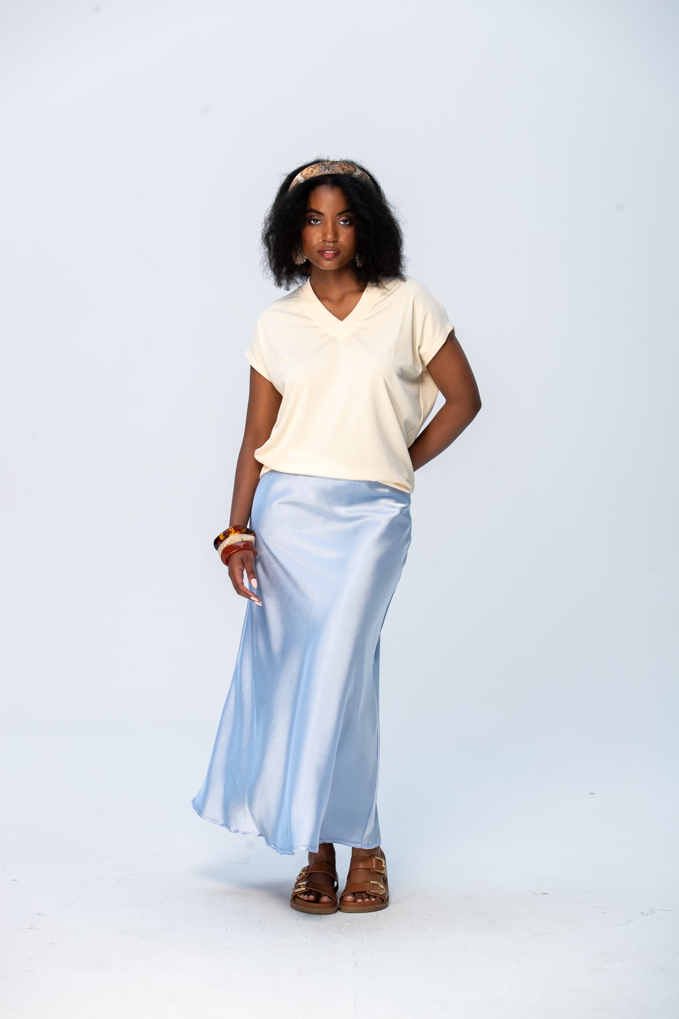 Corfu Summer V-Neck Tee - Butter Yellow