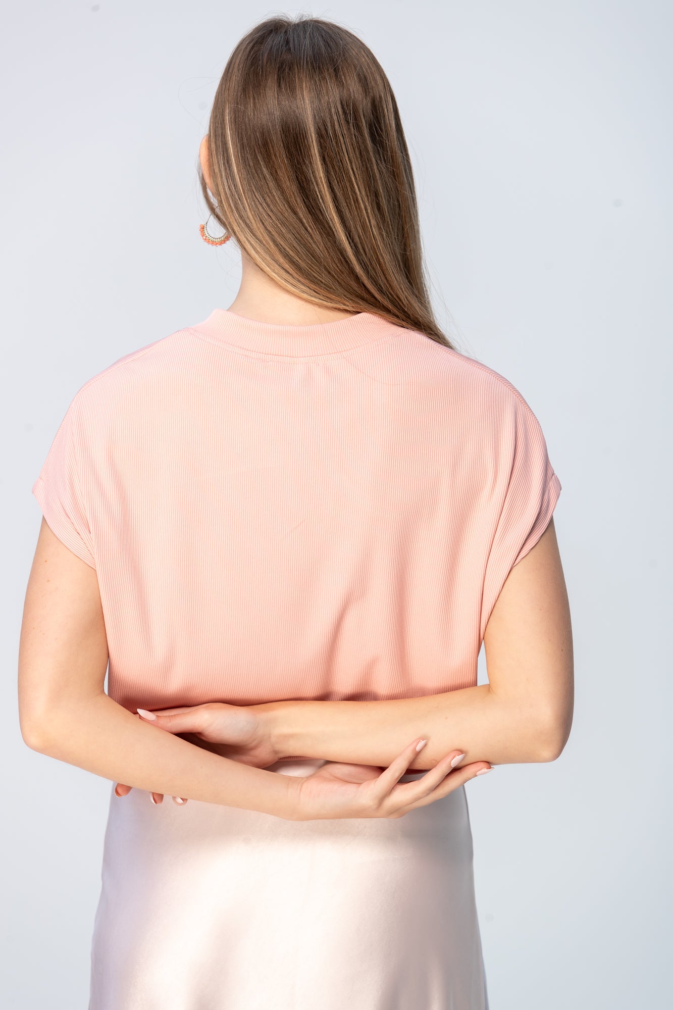 Corfu Summer V-Neck Tee - Light Pink