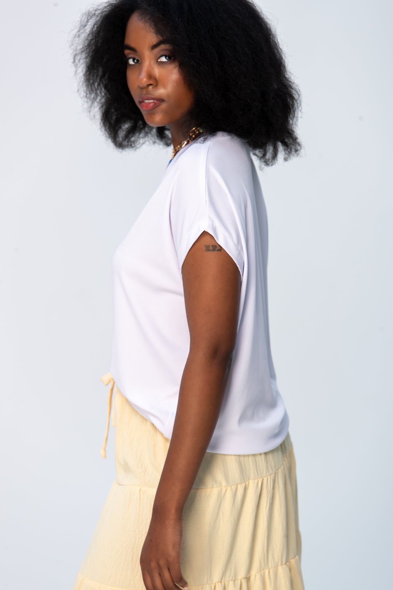 Corfu Summer V-Neck Tee - White