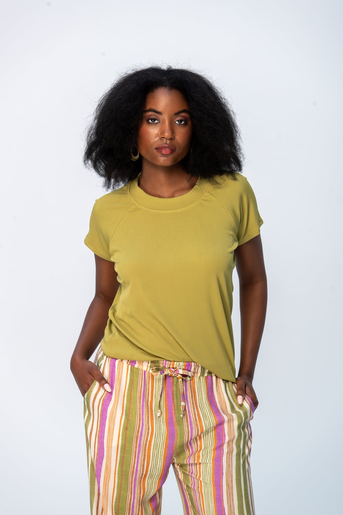 Rosa Summer Round Neck Tee - Chartreuse