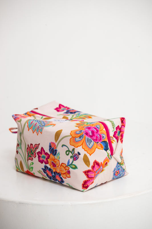 The Intentional Toiletry Bag - Orange and Pink Floral